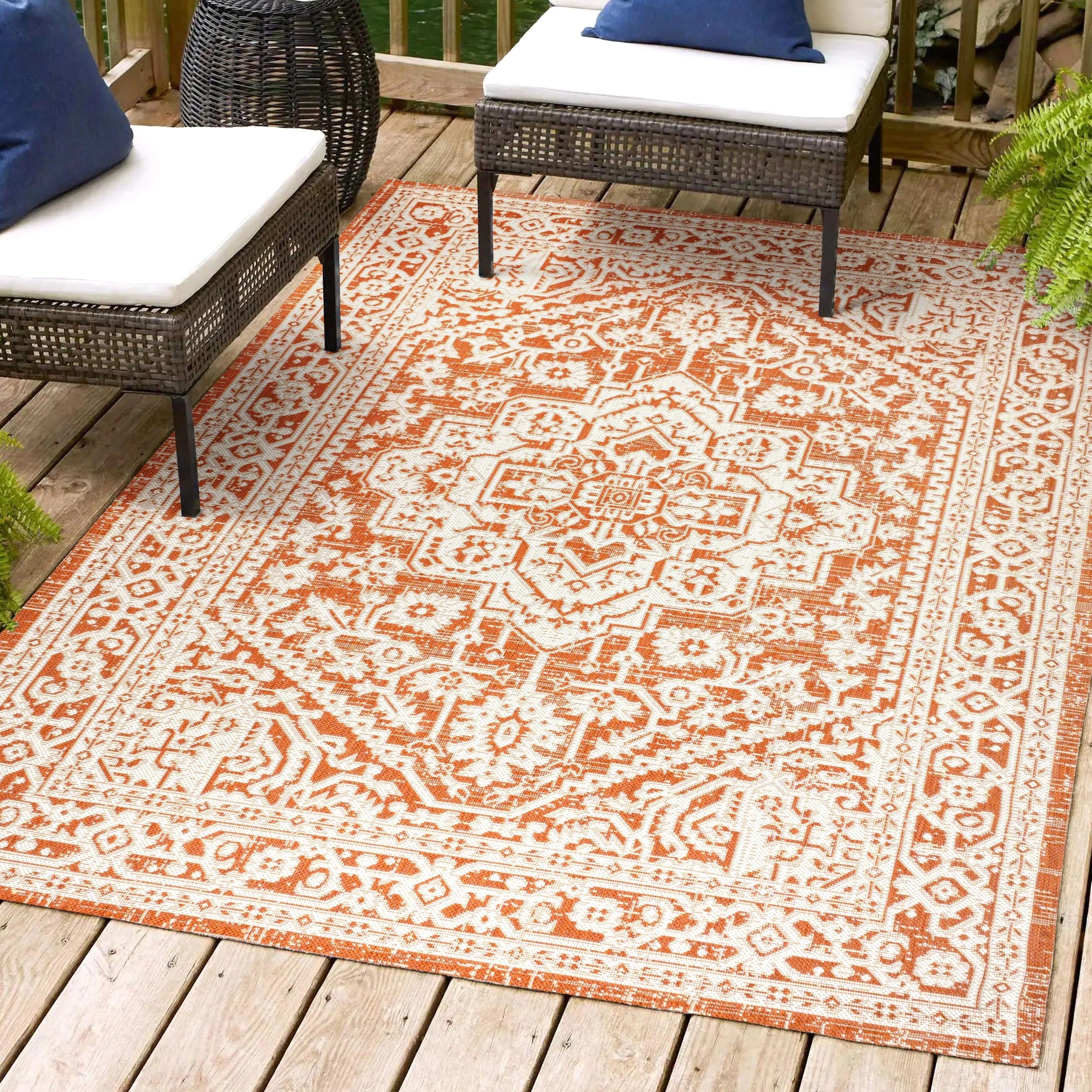 JONATHAN Y Rozetta Medallion Textured Weave Indoor/Outdoor Area Rug