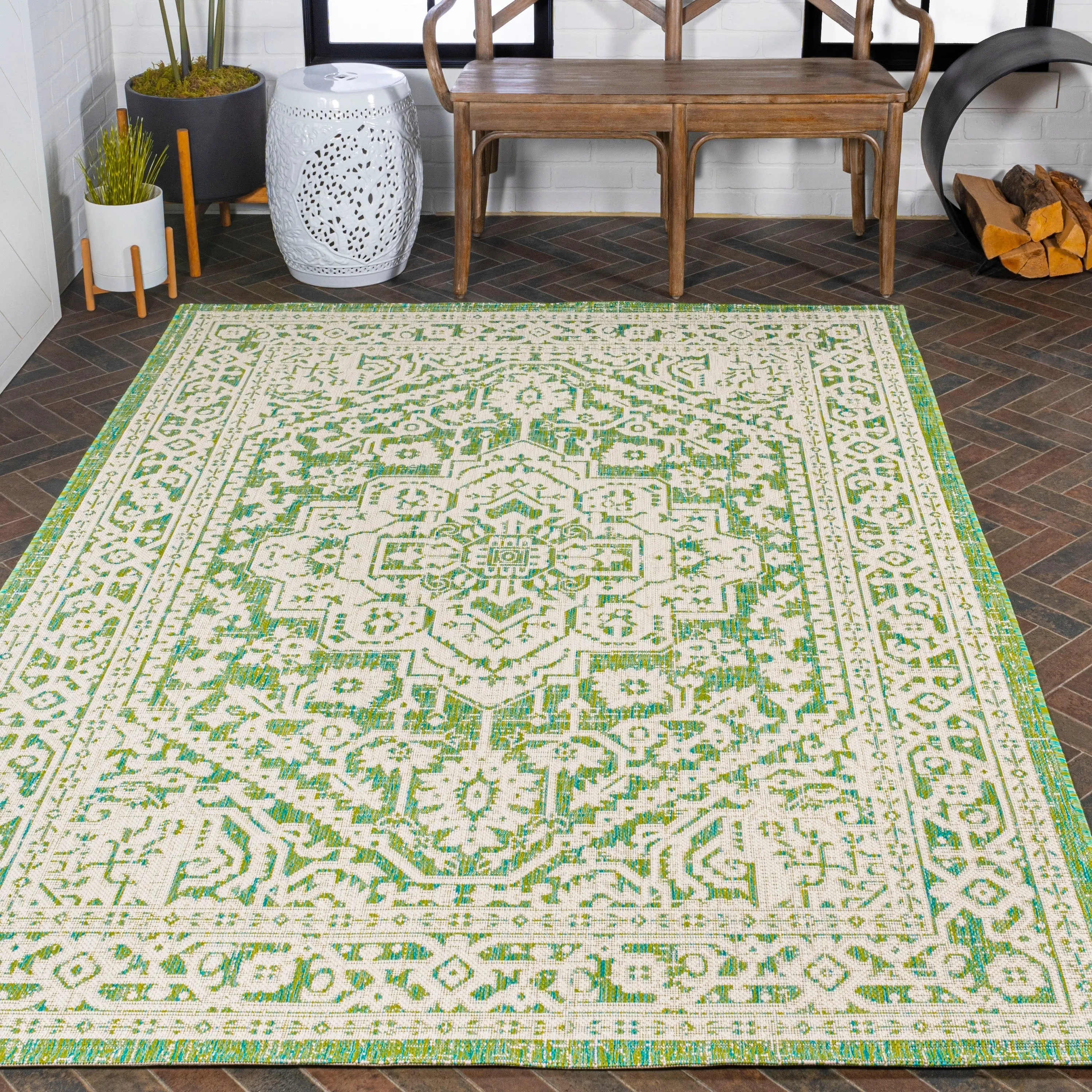 JONATHAN Y Rozetta Medallion Textured Weave Indoor/Outdoor Area Rug