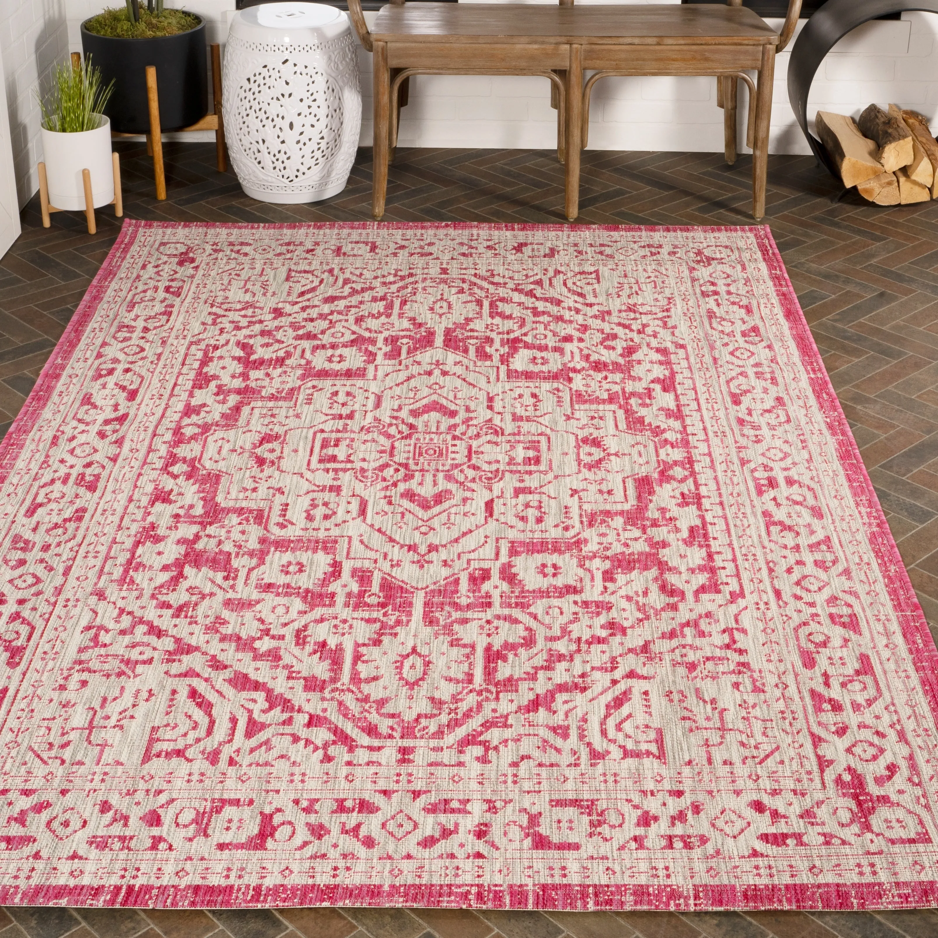 JONATHAN Y Rozetta Medallion Textured Weave Indoor/Outdoor Area Rug