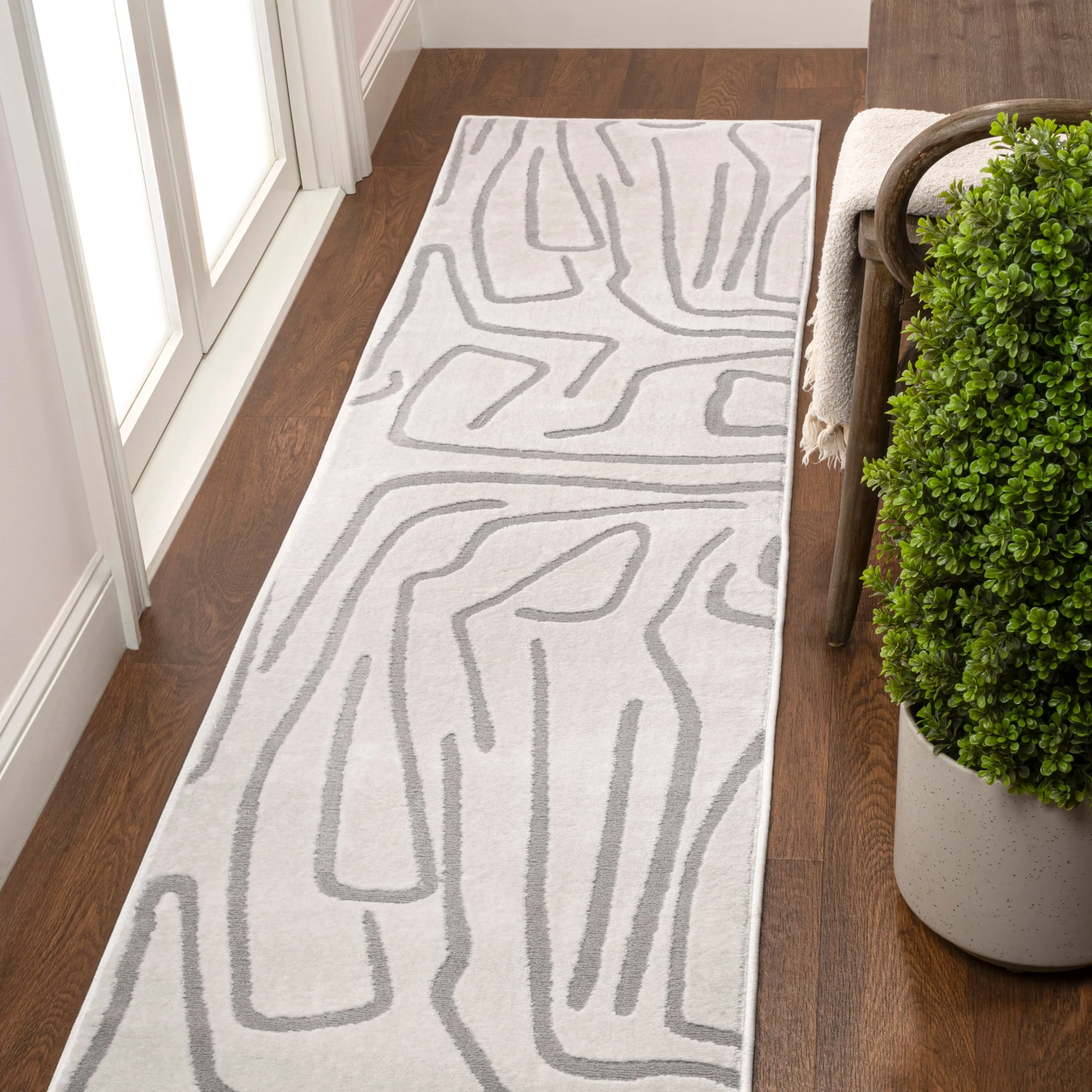 JONATHAN Y Thea Modern Scandinavian Graphic Lines High-Low Area Rug