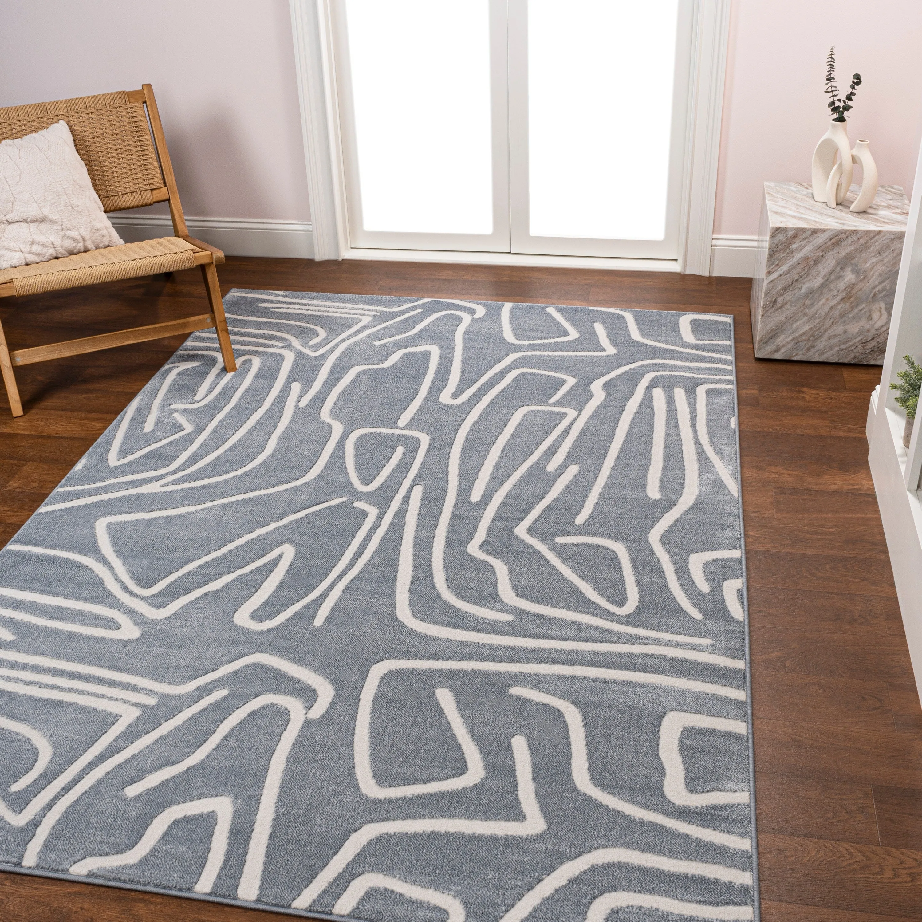 JONATHAN Y Thea Modern Scandinavian Graphic Lines High-Low Area Rug