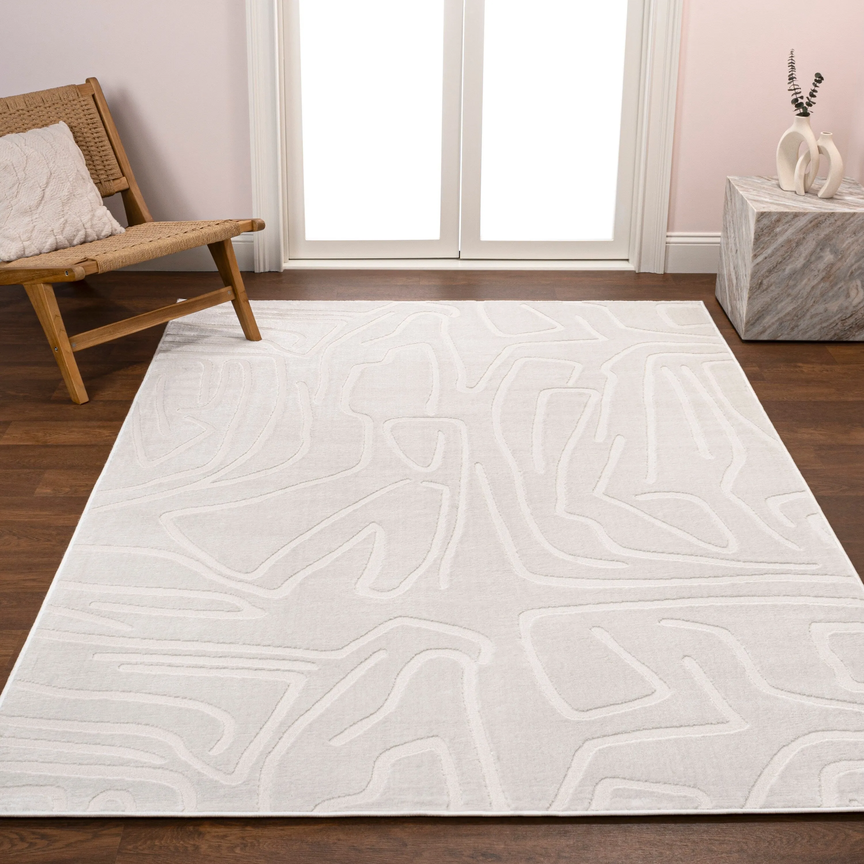 JONATHAN Y Thea Modern Scandinavian Graphic Lines High-Low Area Rug
