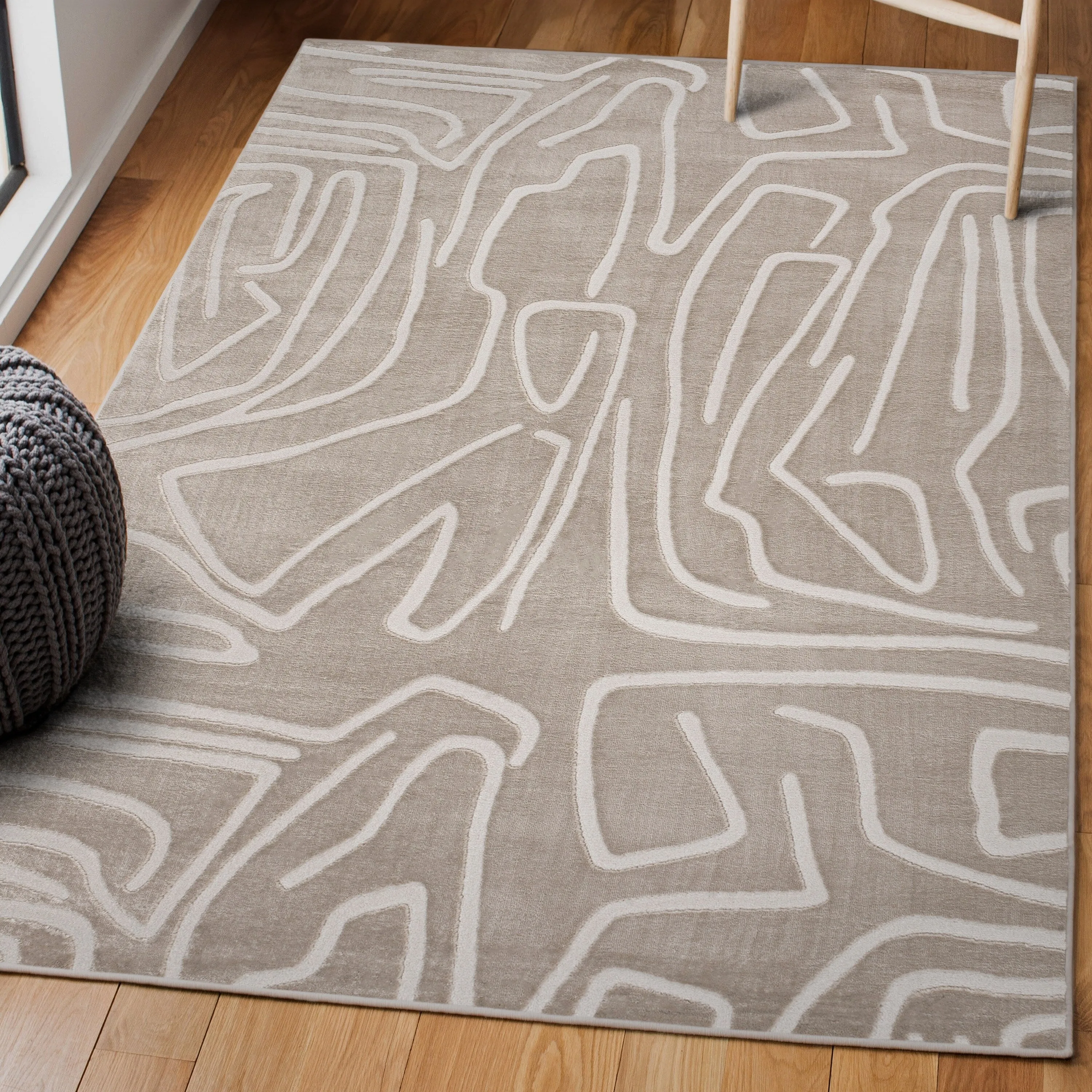 JONATHAN Y Thea Modern Scandinavian Graphic Lines High-Low Area Rug