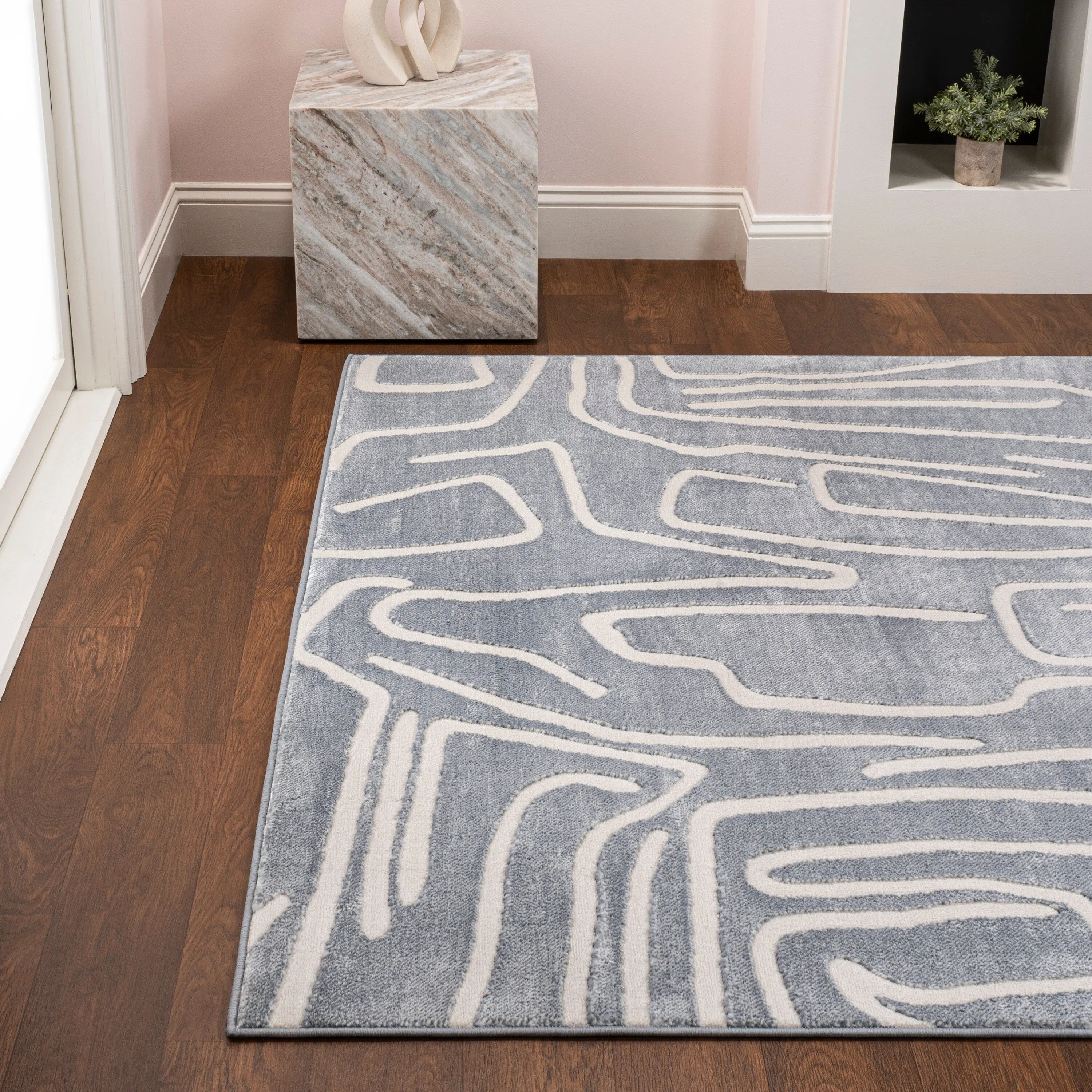 JONATHAN Y Thea Modern Scandinavian Graphic Lines High-Low Area Rug