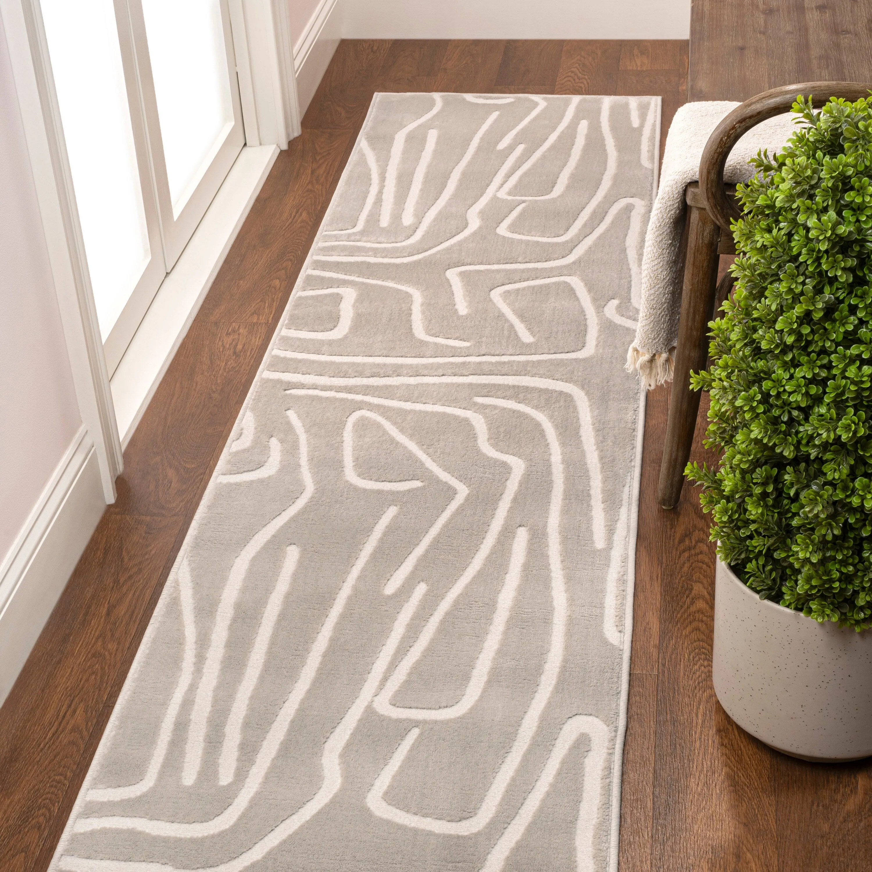 JONATHAN Y Thea Modern Scandinavian Graphic Lines High-Low Area Rug