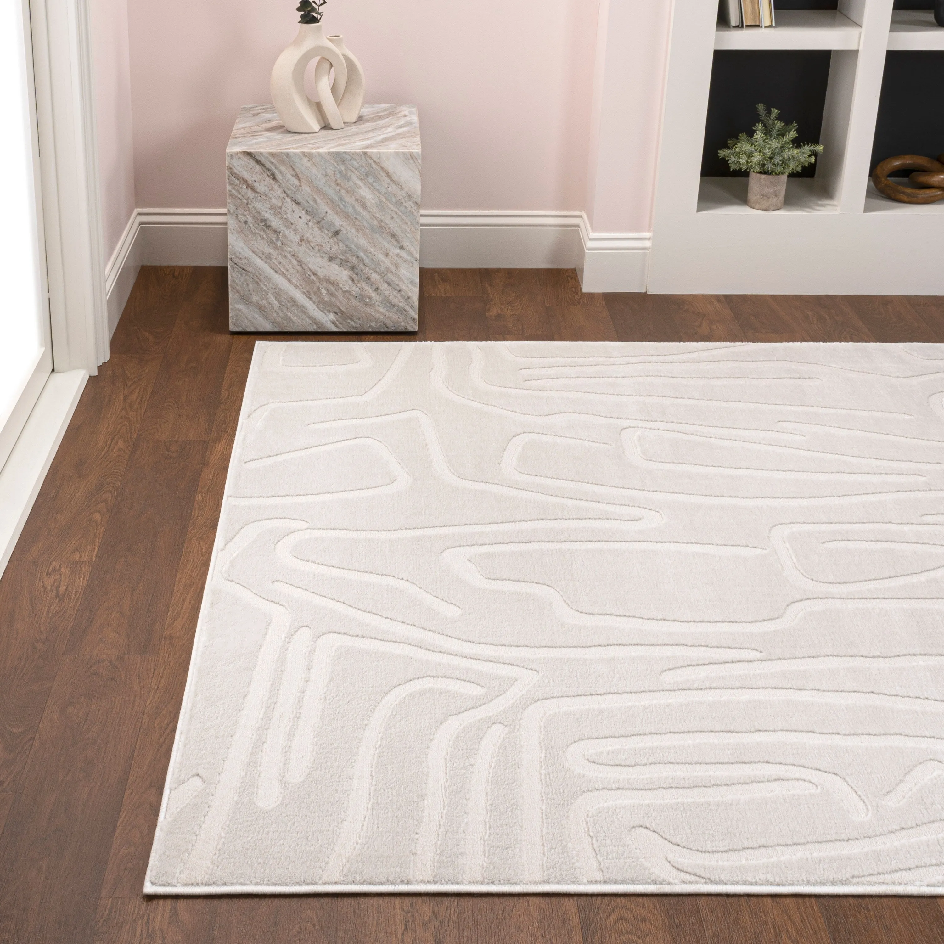 JONATHAN Y Thea Modern Scandinavian Graphic Lines High-Low Area Rug