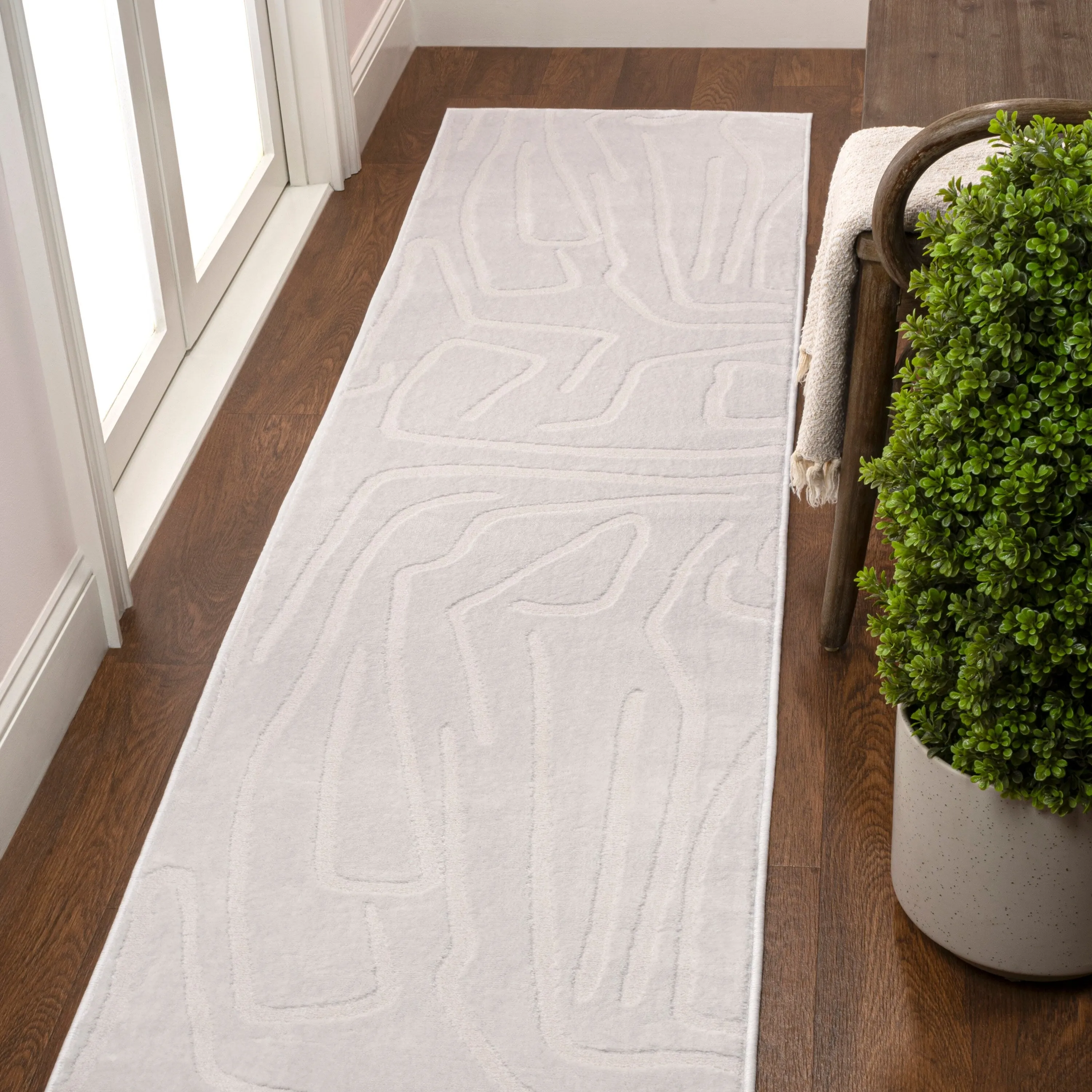 JONATHAN Y Thea Modern Scandinavian Graphic Lines High-Low Area Rug