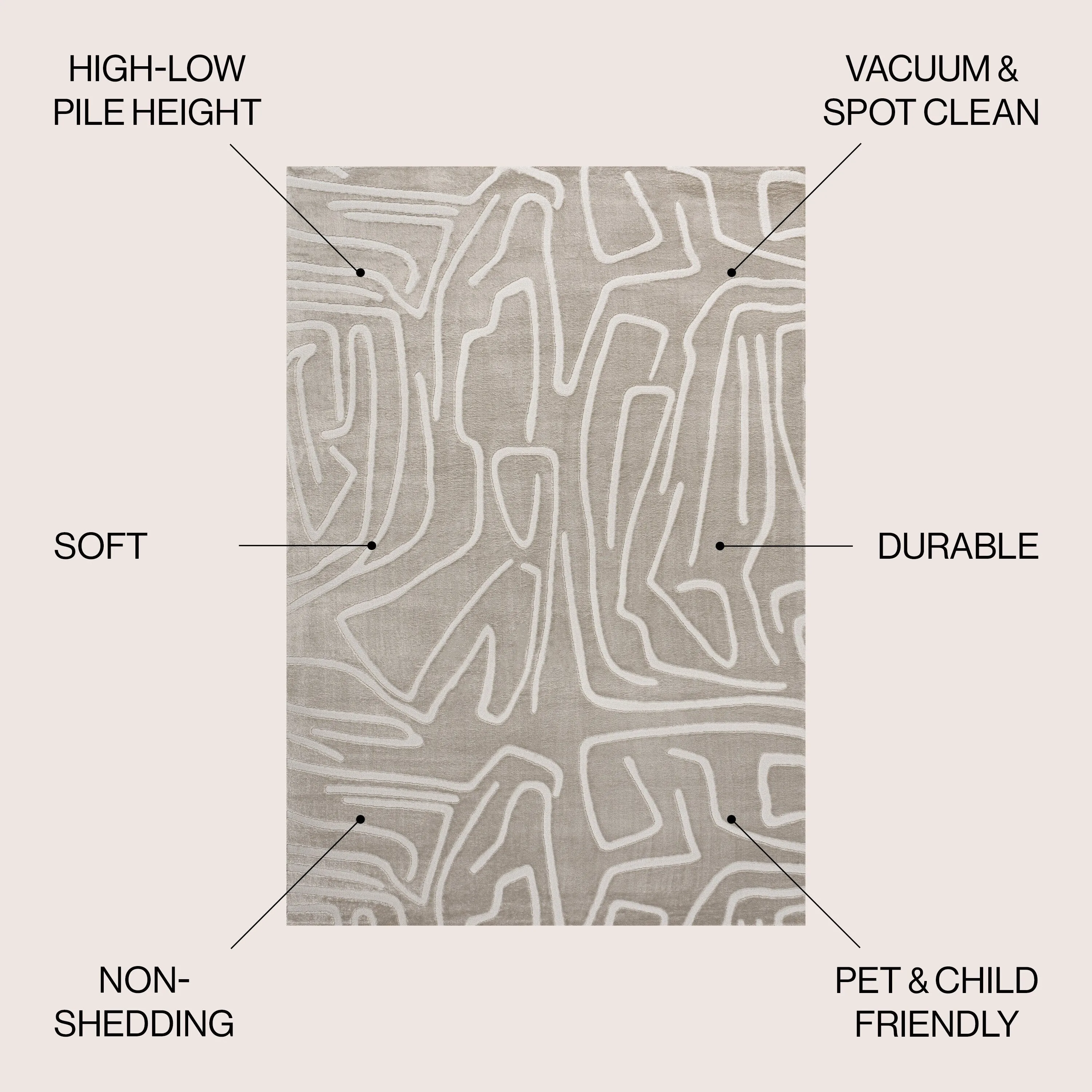 JONATHAN Y Thea Modern Scandinavian Graphic Lines High-Low Area Rug