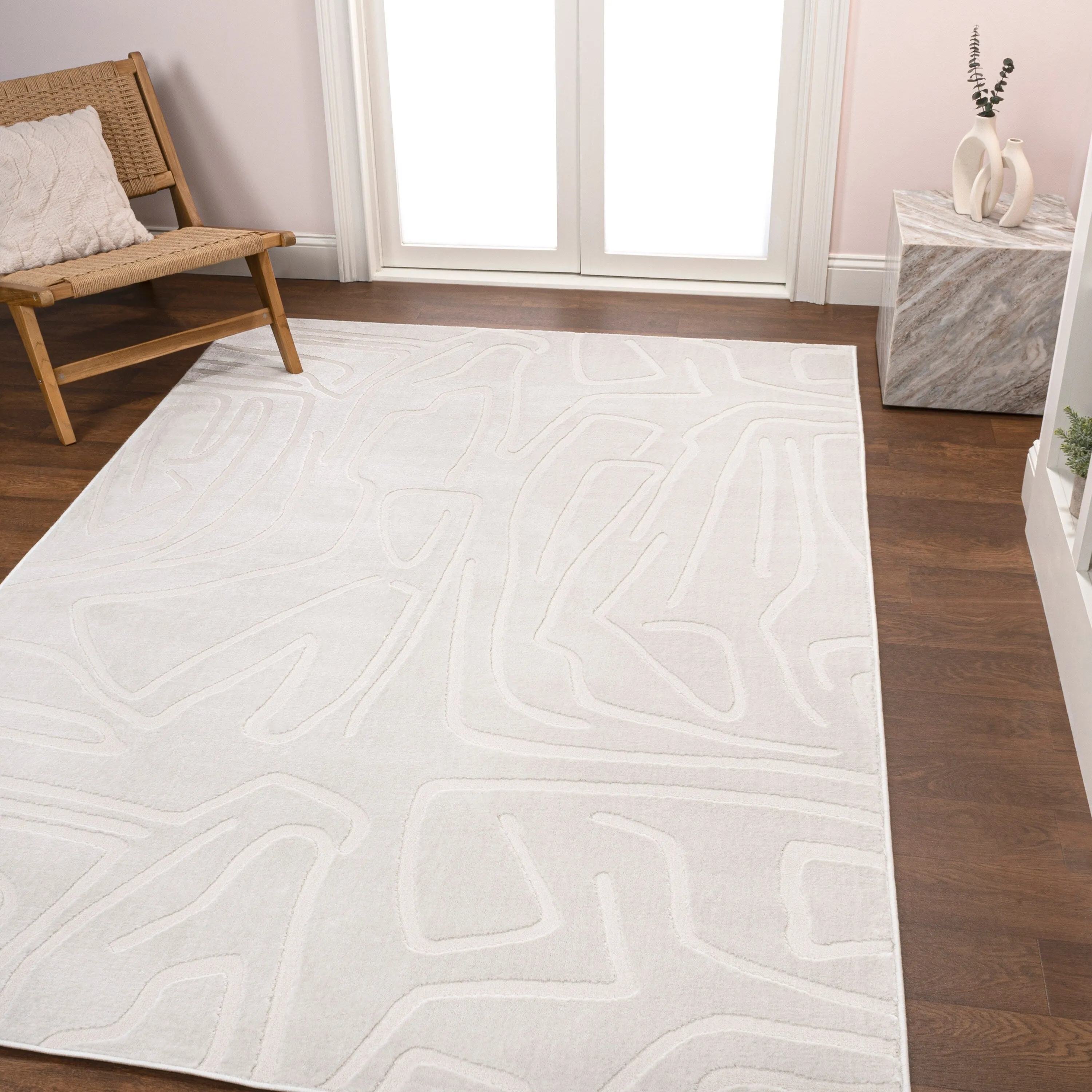 JONATHAN Y Thea Modern Scandinavian Graphic Lines High-Low Area Rug
