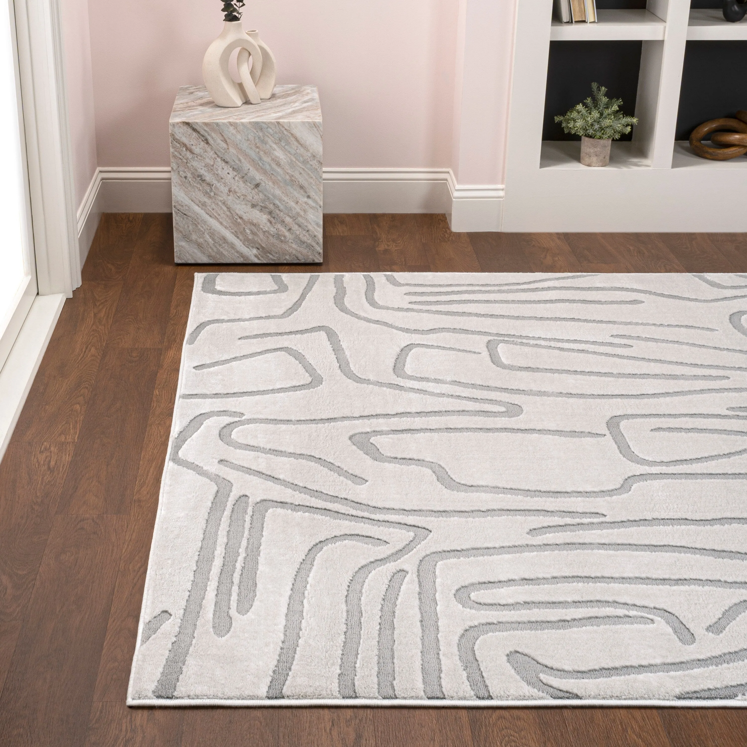 JONATHAN Y Thea Modern Scandinavian Graphic Lines High-Low Area Rug