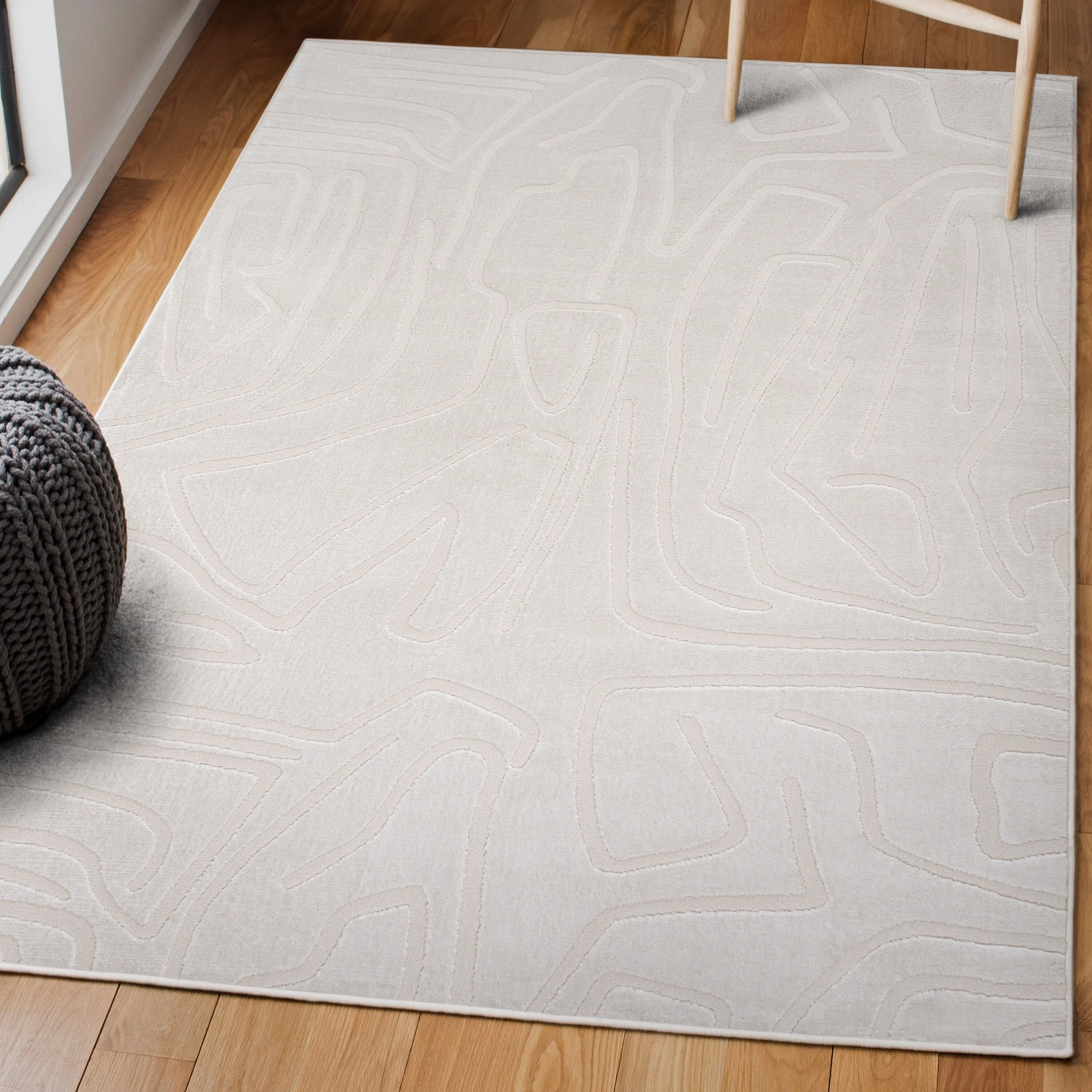 JONATHAN Y Thea Modern Scandinavian Graphic Lines High-Low Area Rug
