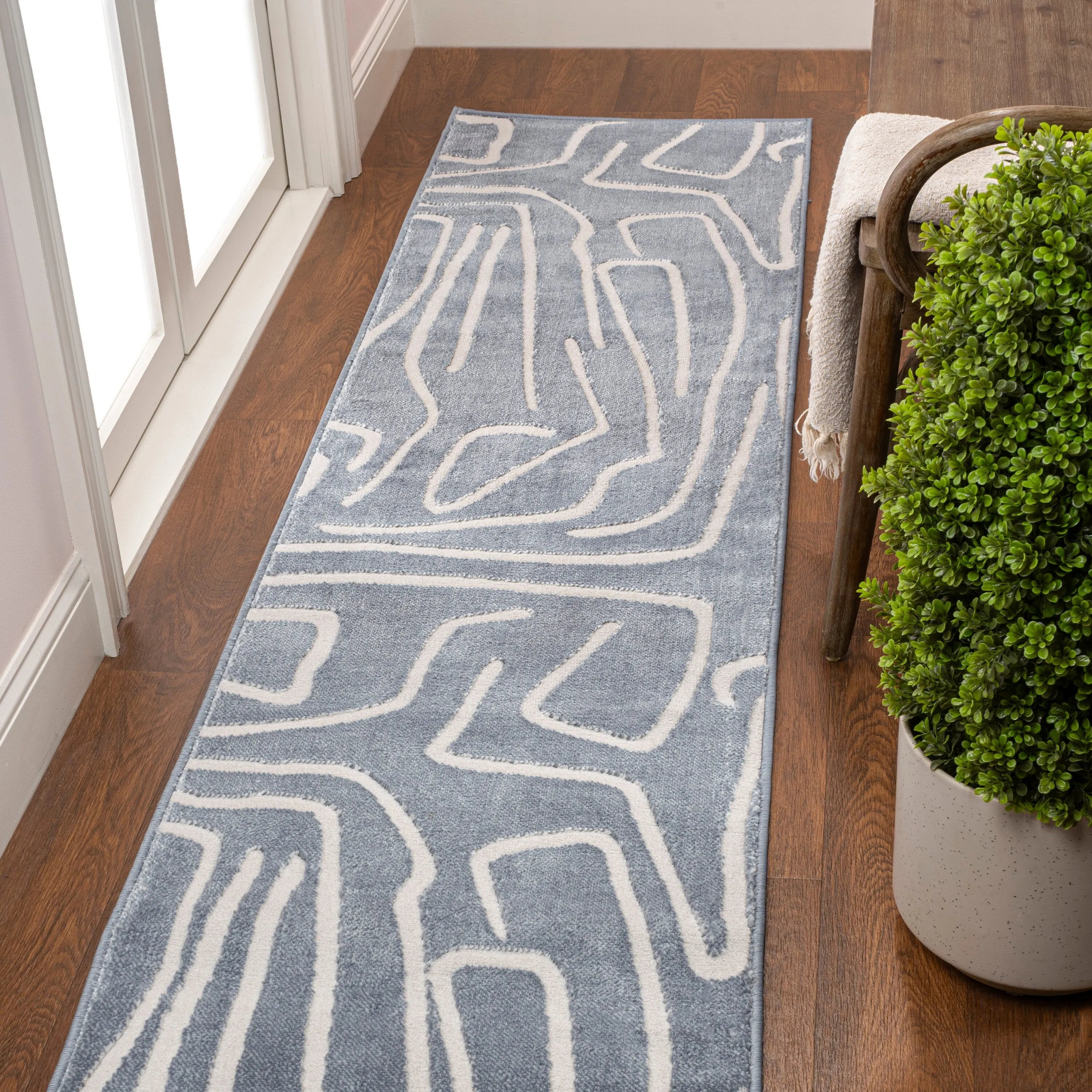 JONATHAN Y Thea Modern Scandinavian Graphic Lines High-Low Area Rug