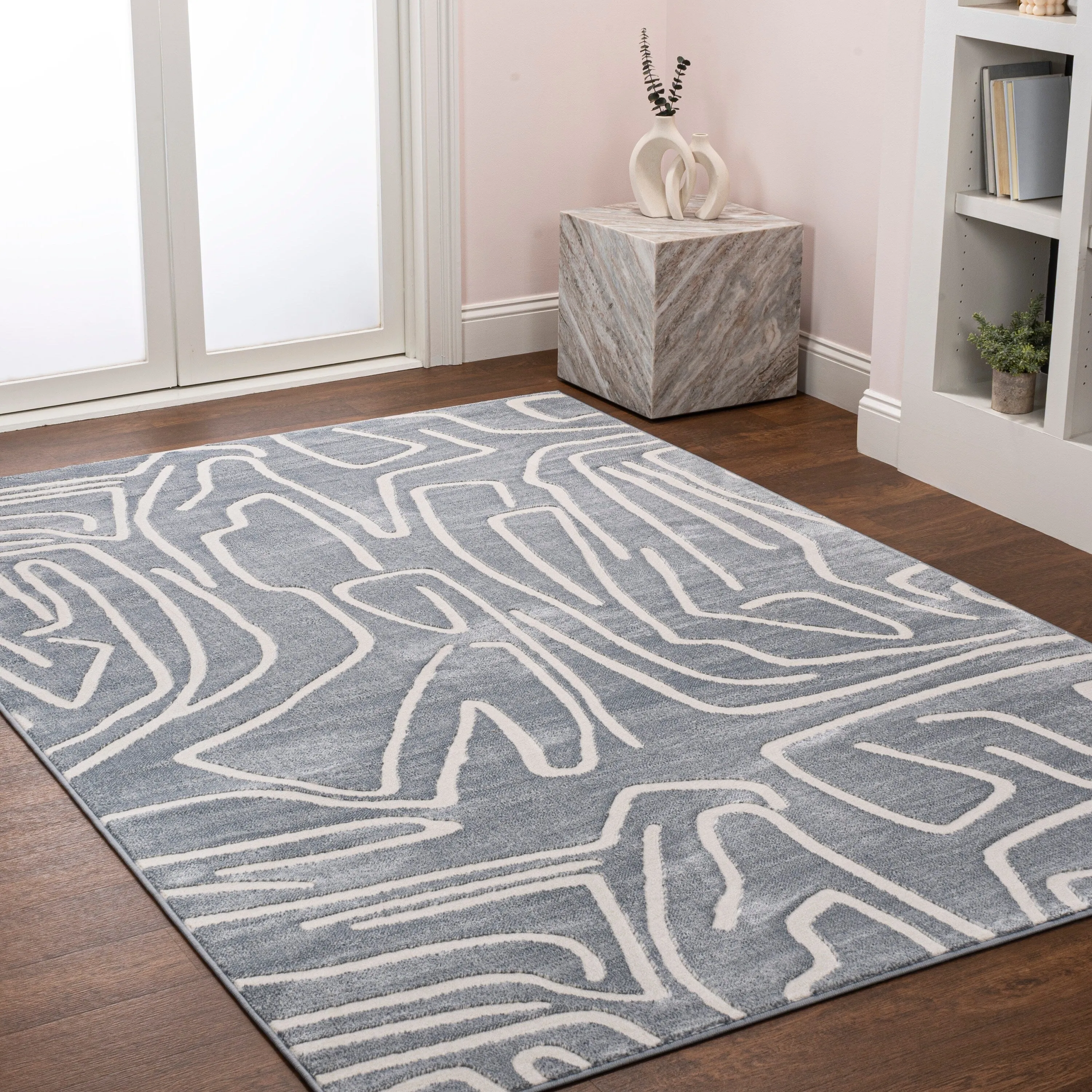 JONATHAN Y Thea Modern Scandinavian Graphic Lines High-Low Area Rug