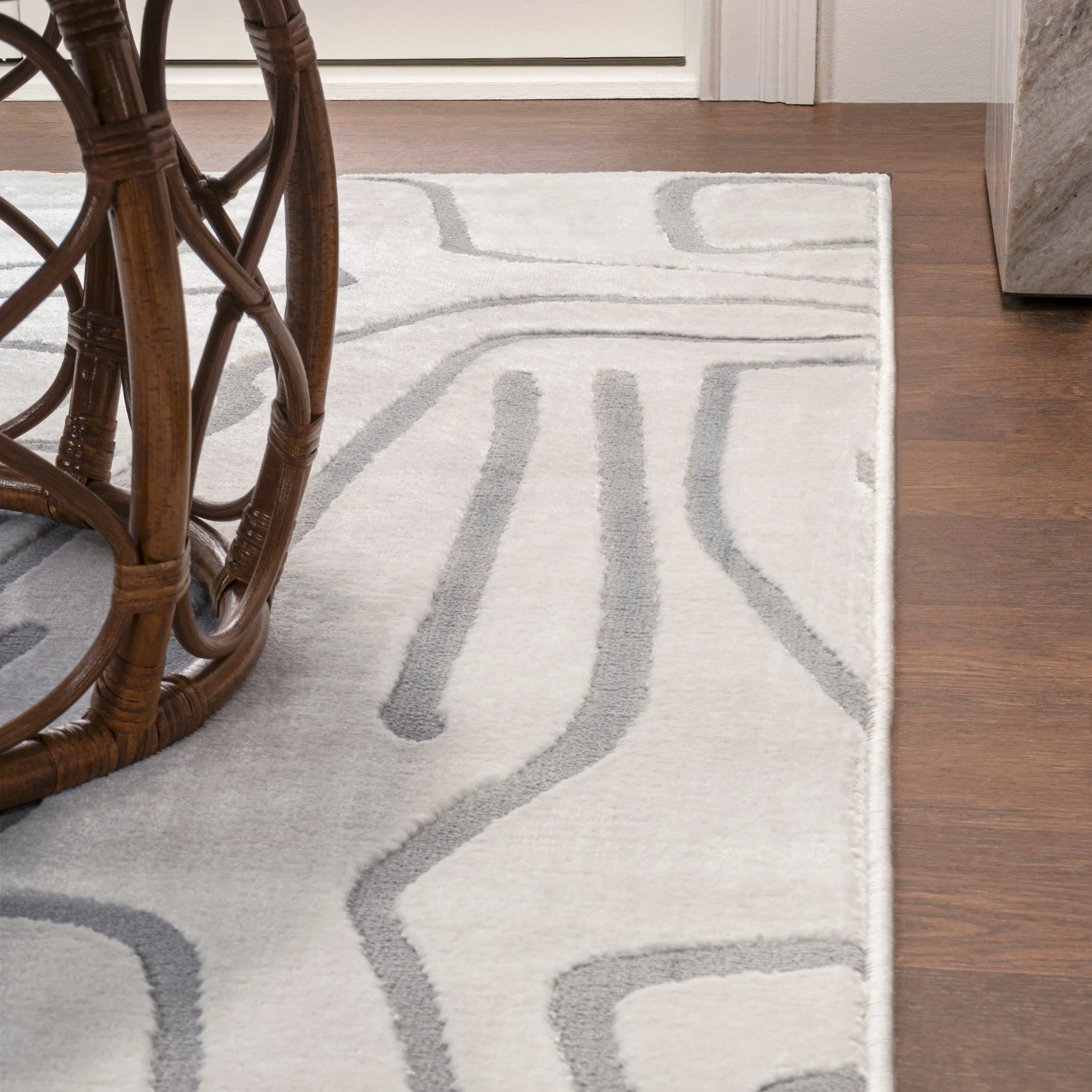 JONATHAN Y Thea Modern Scandinavian Graphic Lines High-Low Area Rug