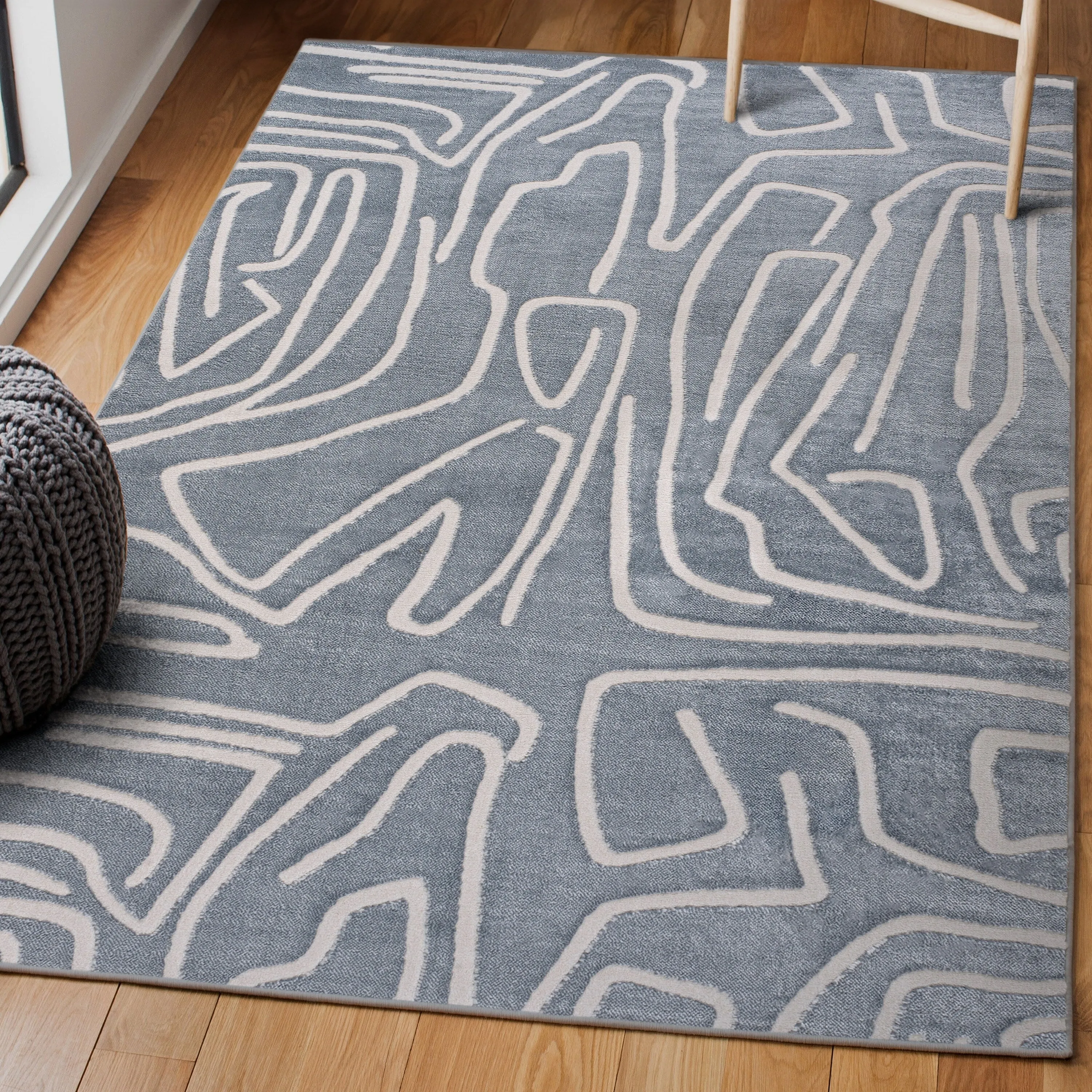 JONATHAN Y Thea Modern Scandinavian Graphic Lines High-Low Area Rug