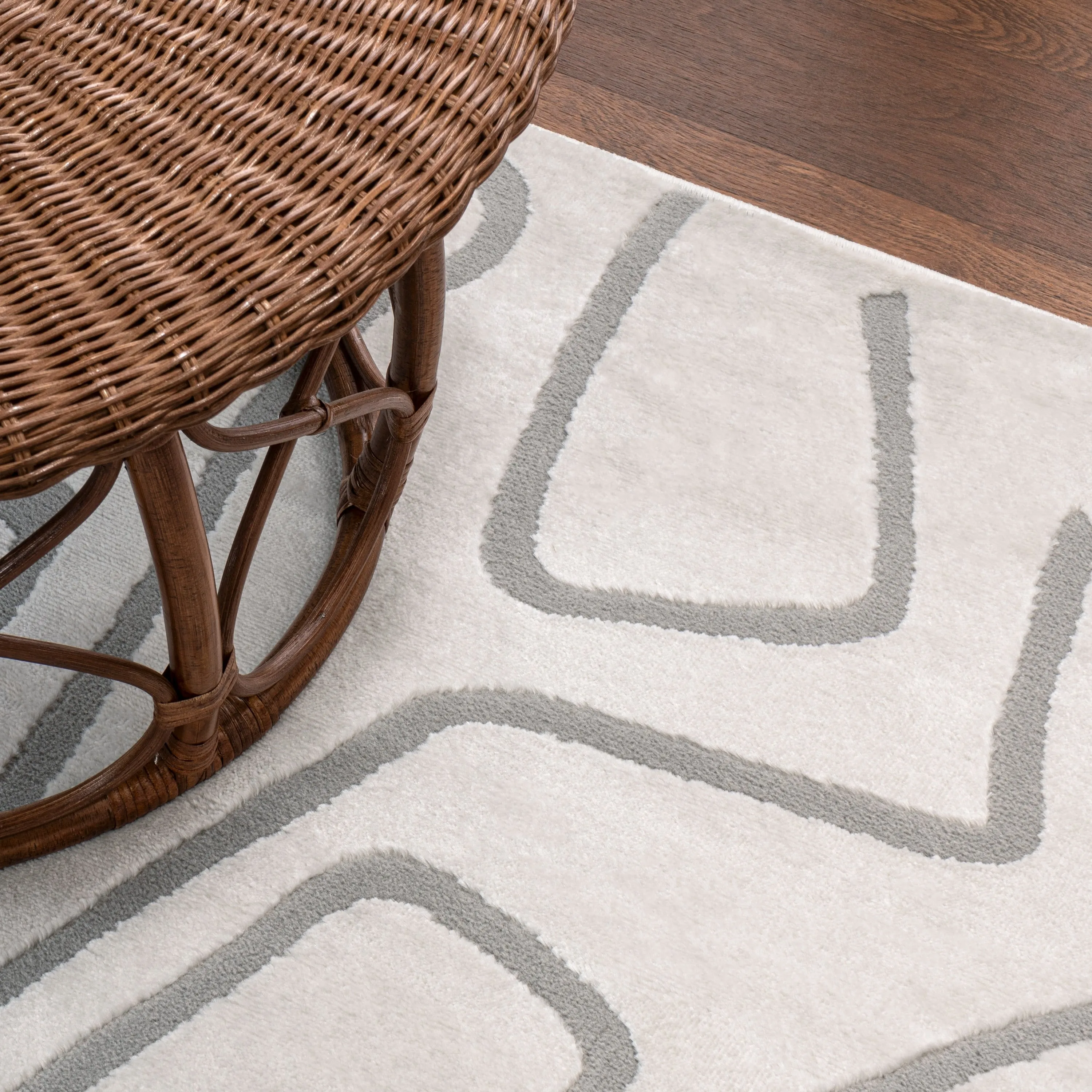 JONATHAN Y Thea Modern Scandinavian Graphic Lines High-Low Area Rug