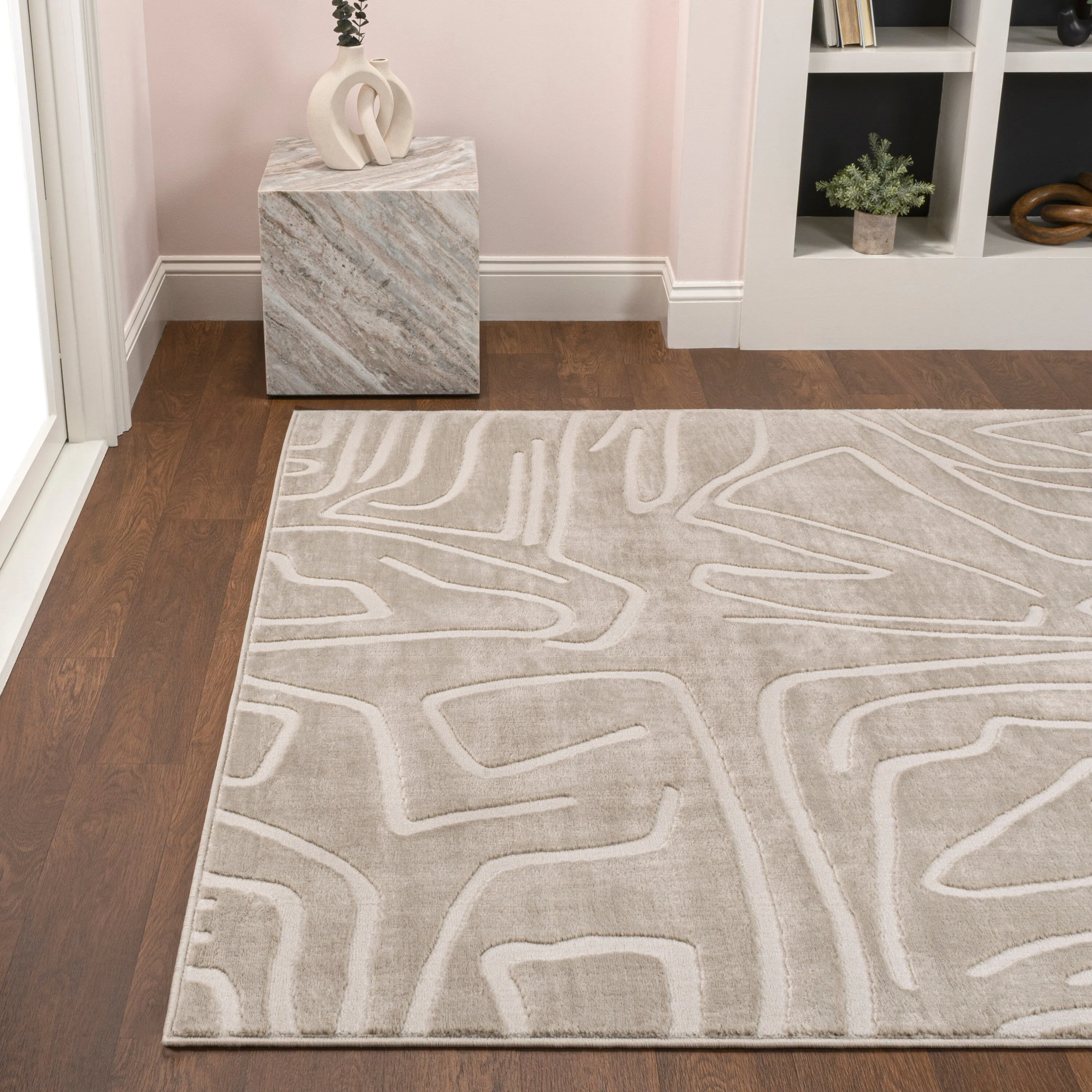 JONATHAN Y Thea Modern Scandinavian Graphic Lines High-Low Area Rug