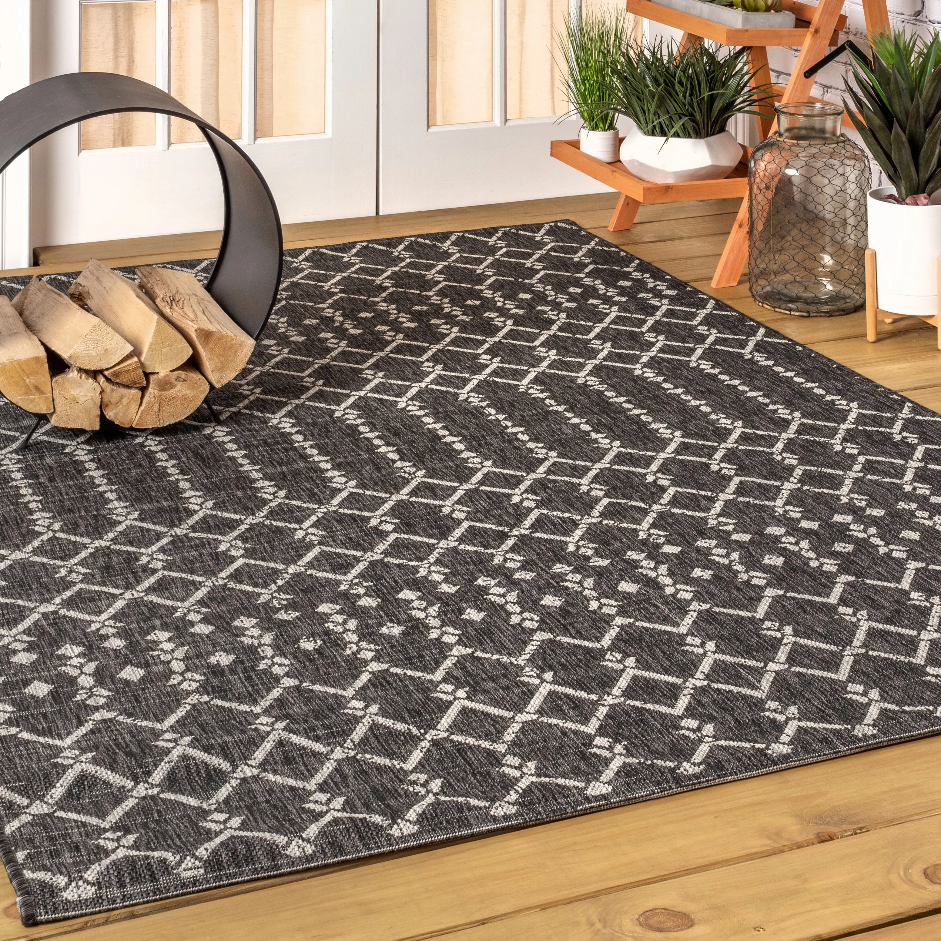 JONATHAN Y Trebol Moroccan Geometric Textured Weave Indoor/Outdoor Area Rug