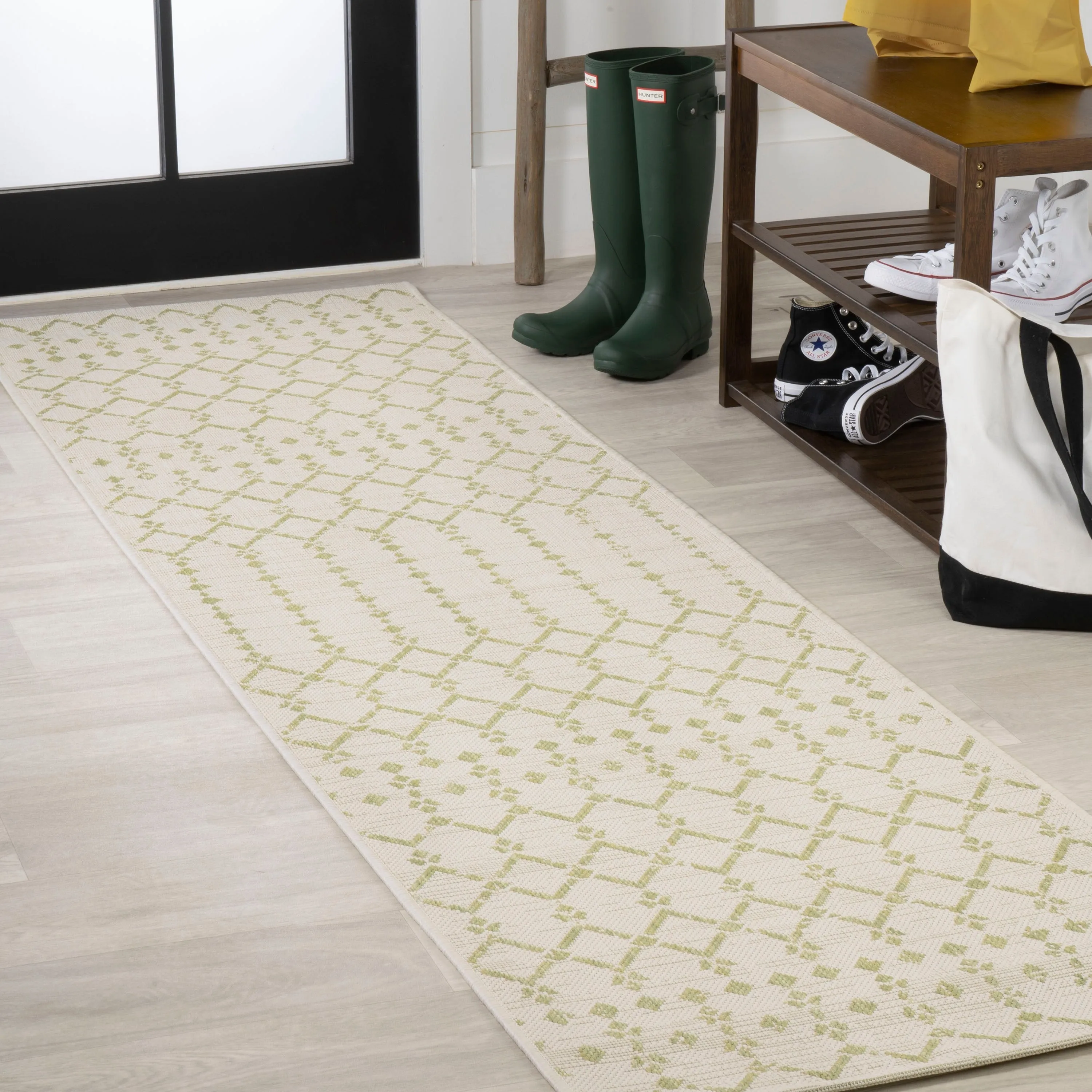 JONATHAN Y Trebol Moroccan Geometric Textured Weave Indoor/Outdoor Area Rug