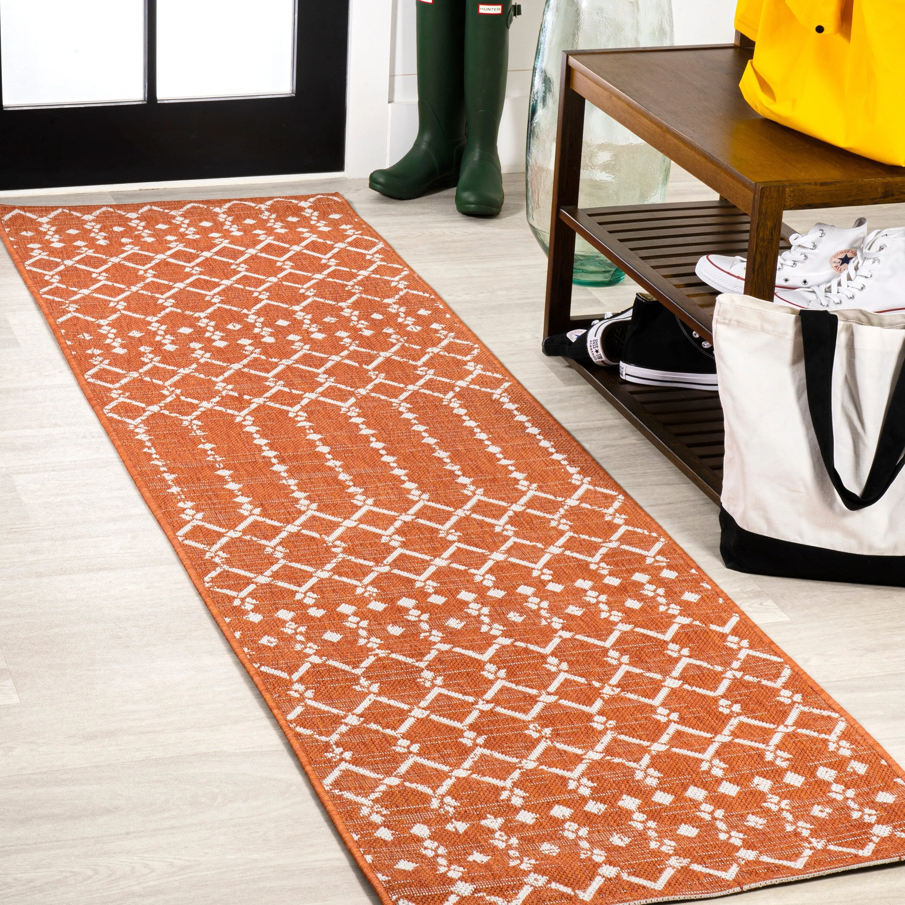 JONATHAN Y Trebol Moroccan Geometric Textured Weave Indoor/Outdoor Area Rug