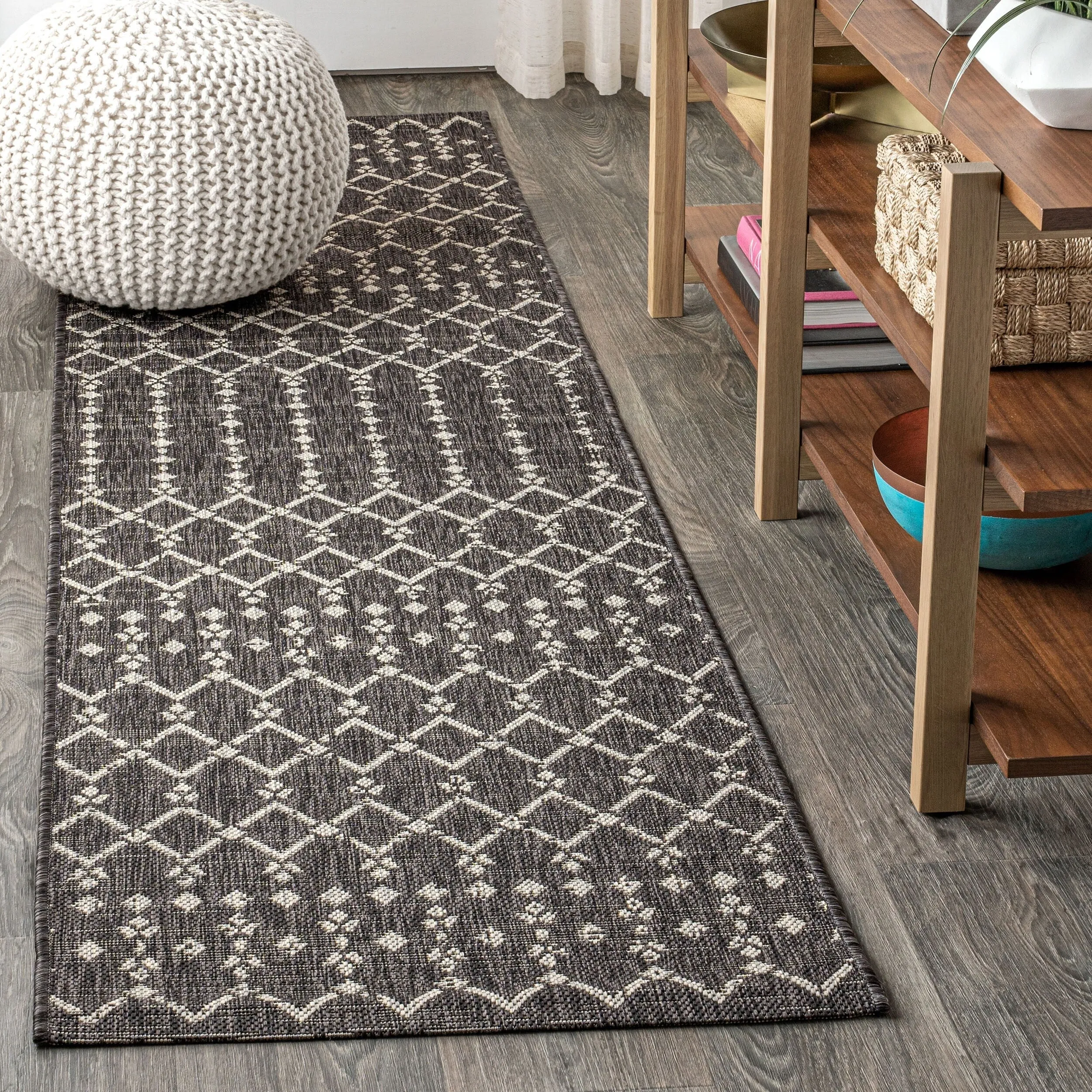 JONATHAN Y Trebol Moroccan Geometric Textured Weave Indoor/Outdoor Area Rug
