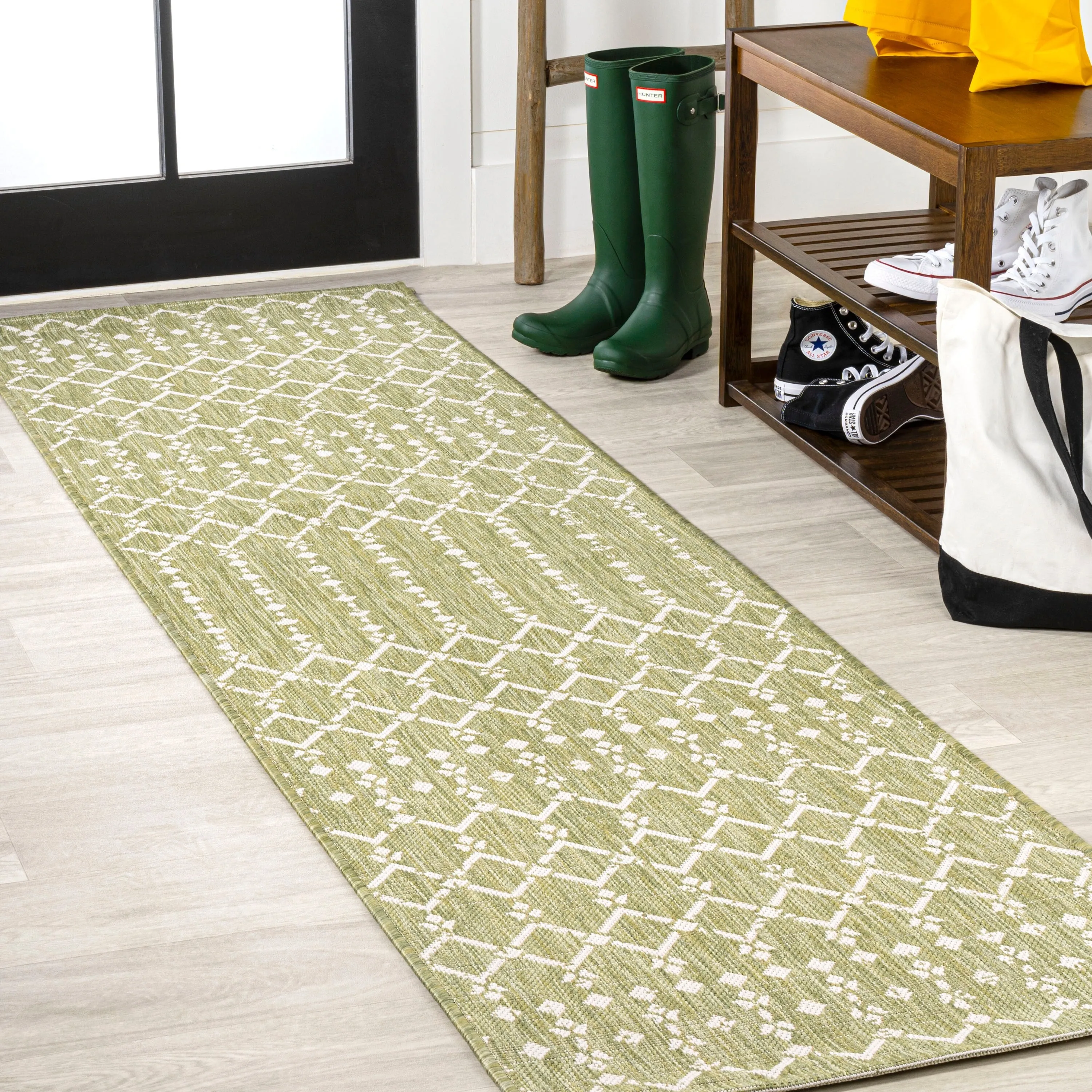 JONATHAN Y Trebol Moroccan Geometric Textured Weave Indoor/Outdoor Area Rug