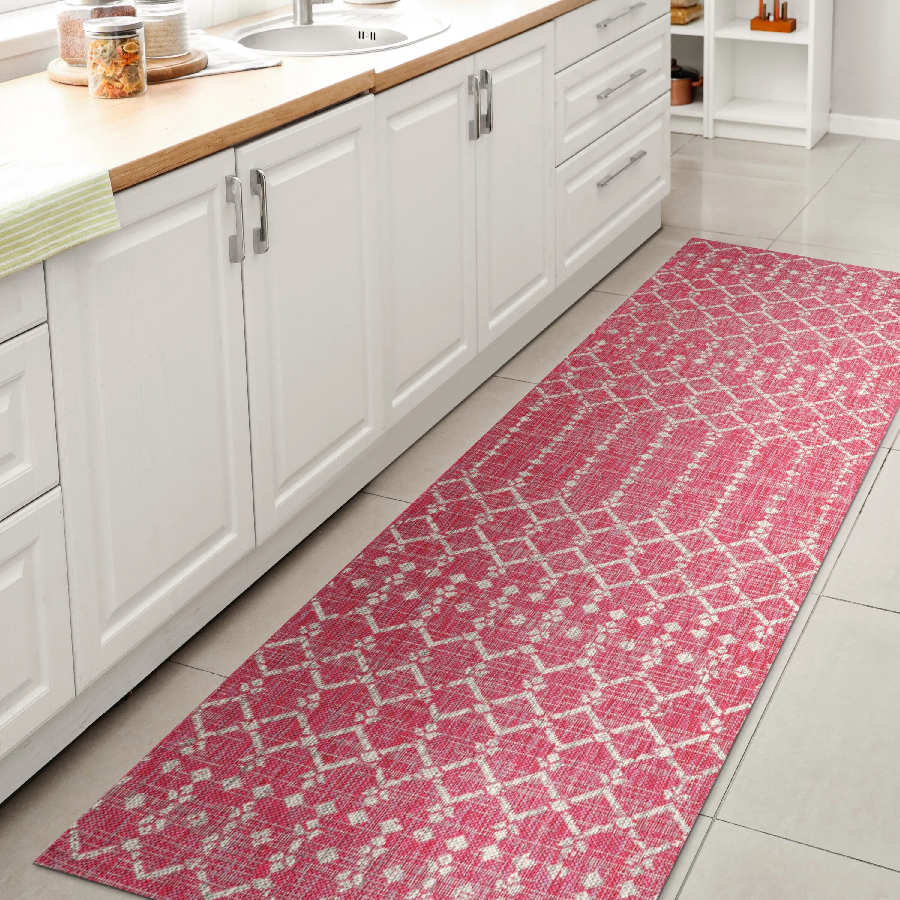 JONATHAN Y Trebol Moroccan Geometric Textured Weave Indoor/Outdoor Area Rug
