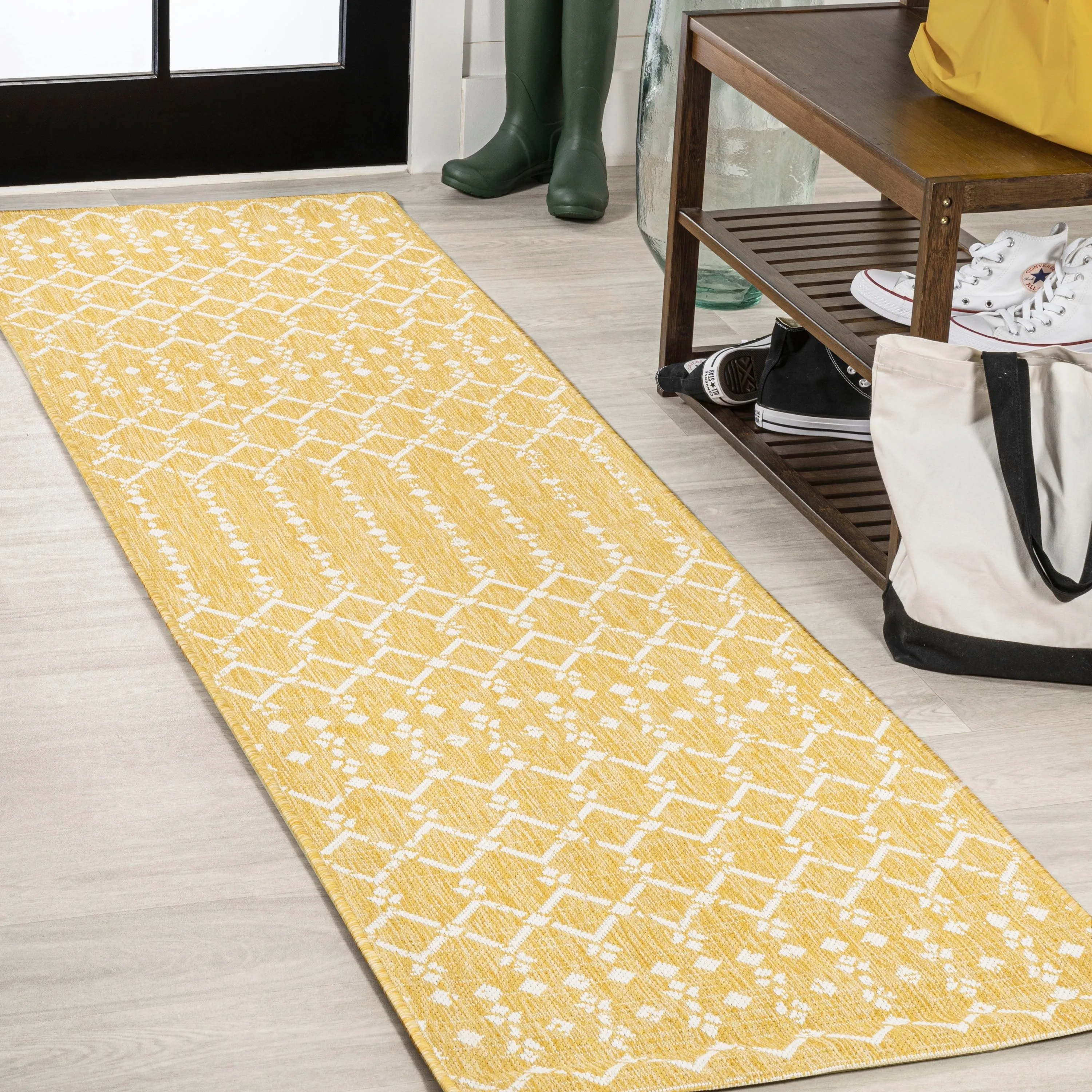 JONATHAN Y Trebol Moroccan Geometric Textured Weave Indoor/Outdoor Area Rug