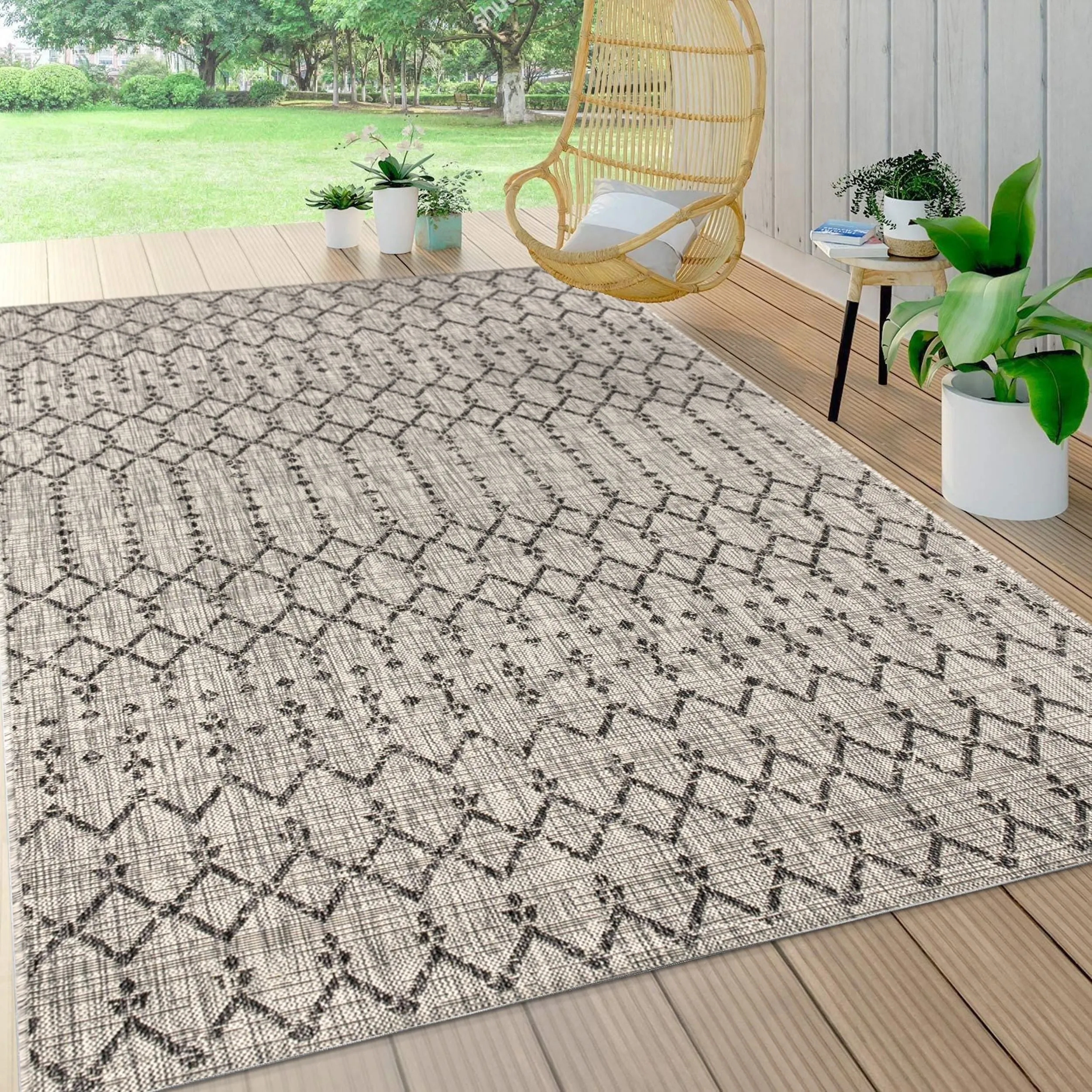 JONATHAN Y Trebol Moroccan Geometric Textured Weave Indoor/Outdoor Area Rug