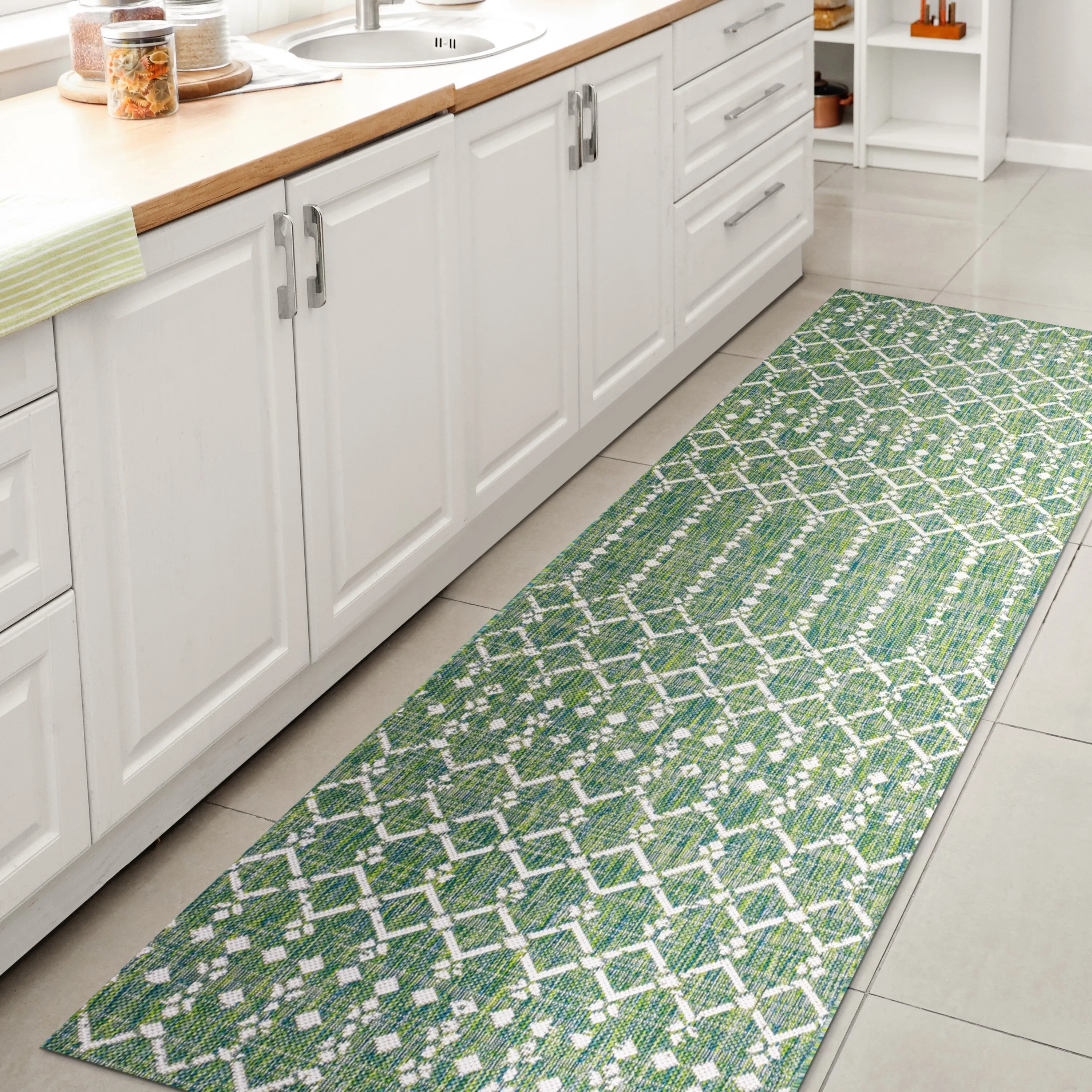JONATHAN Y Trebol Moroccan Geometric Textured Weave Indoor/Outdoor Area Rug