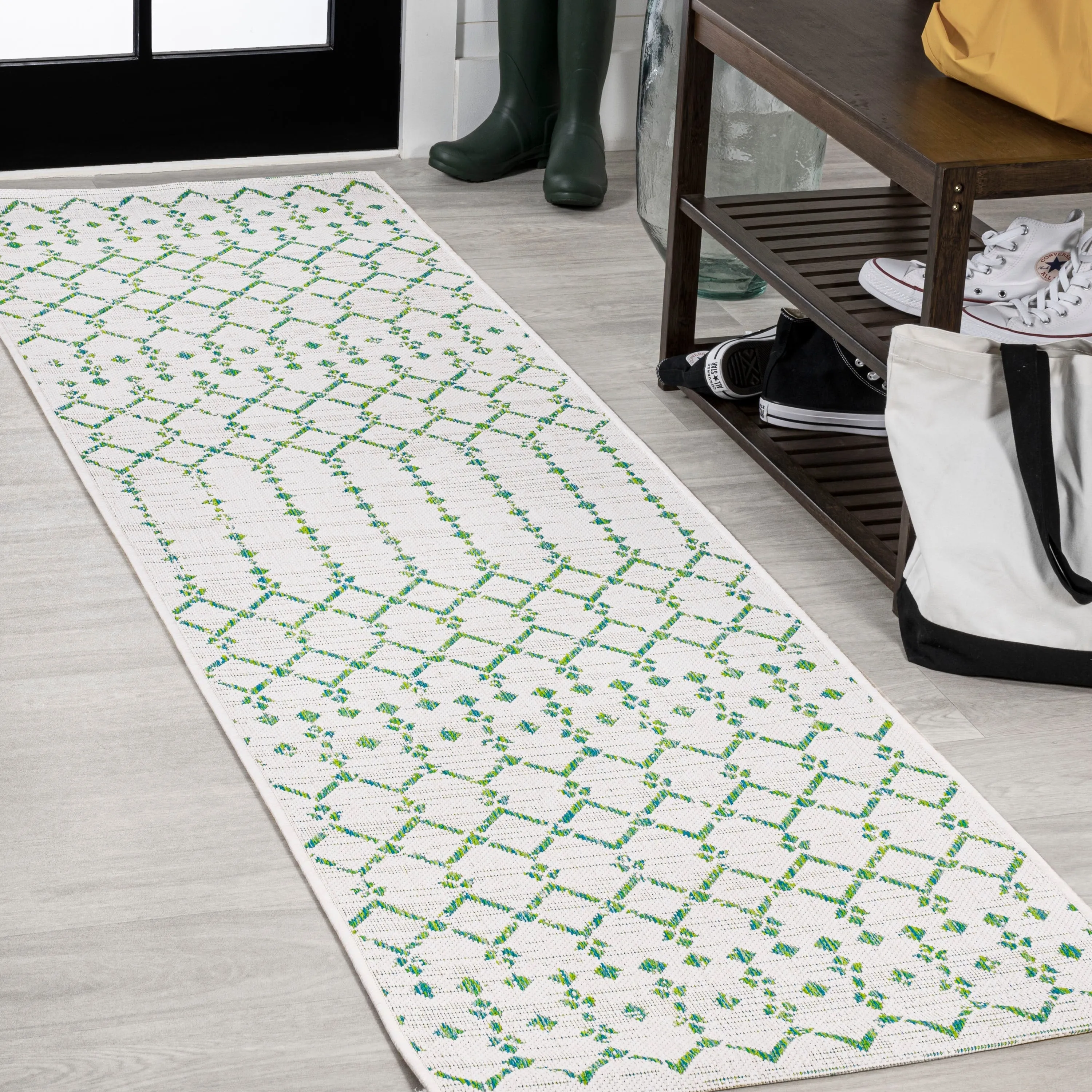 JONATHAN Y Trebol Moroccan Geometric Textured Weave Indoor/Outdoor Area Rug