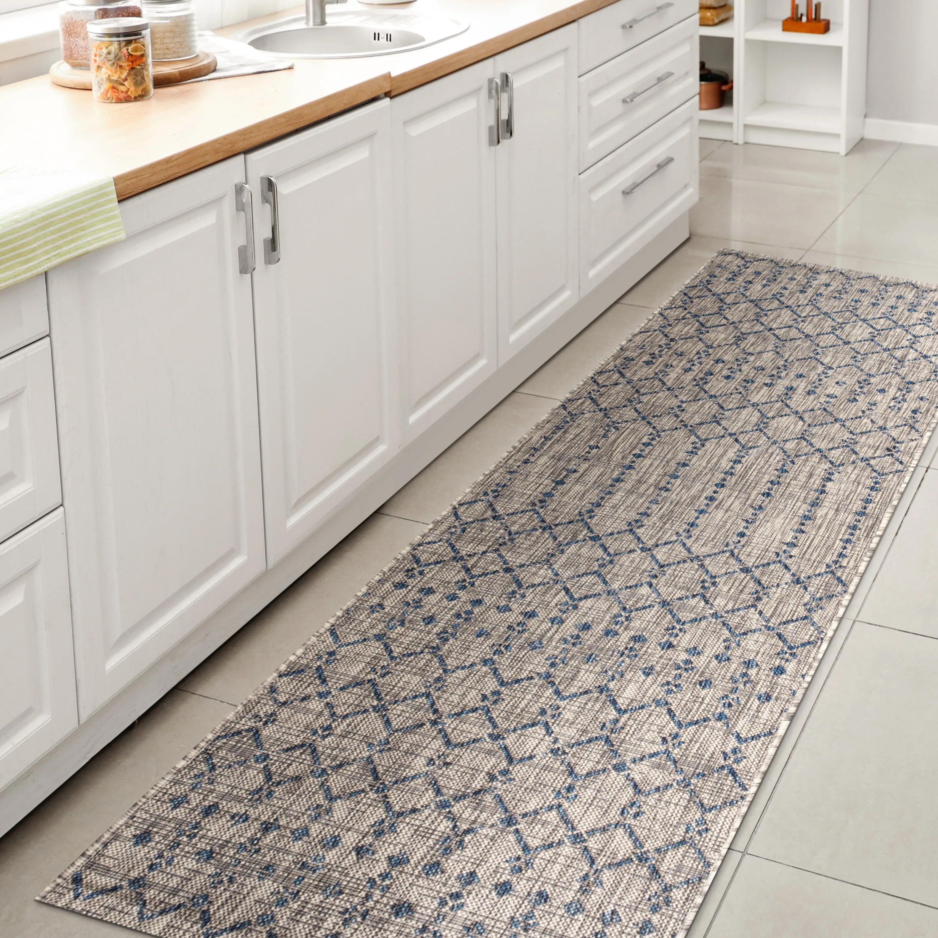 JONATHAN Y Trebol Moroccan Geometric Textured Weave Indoor/Outdoor Area Rug