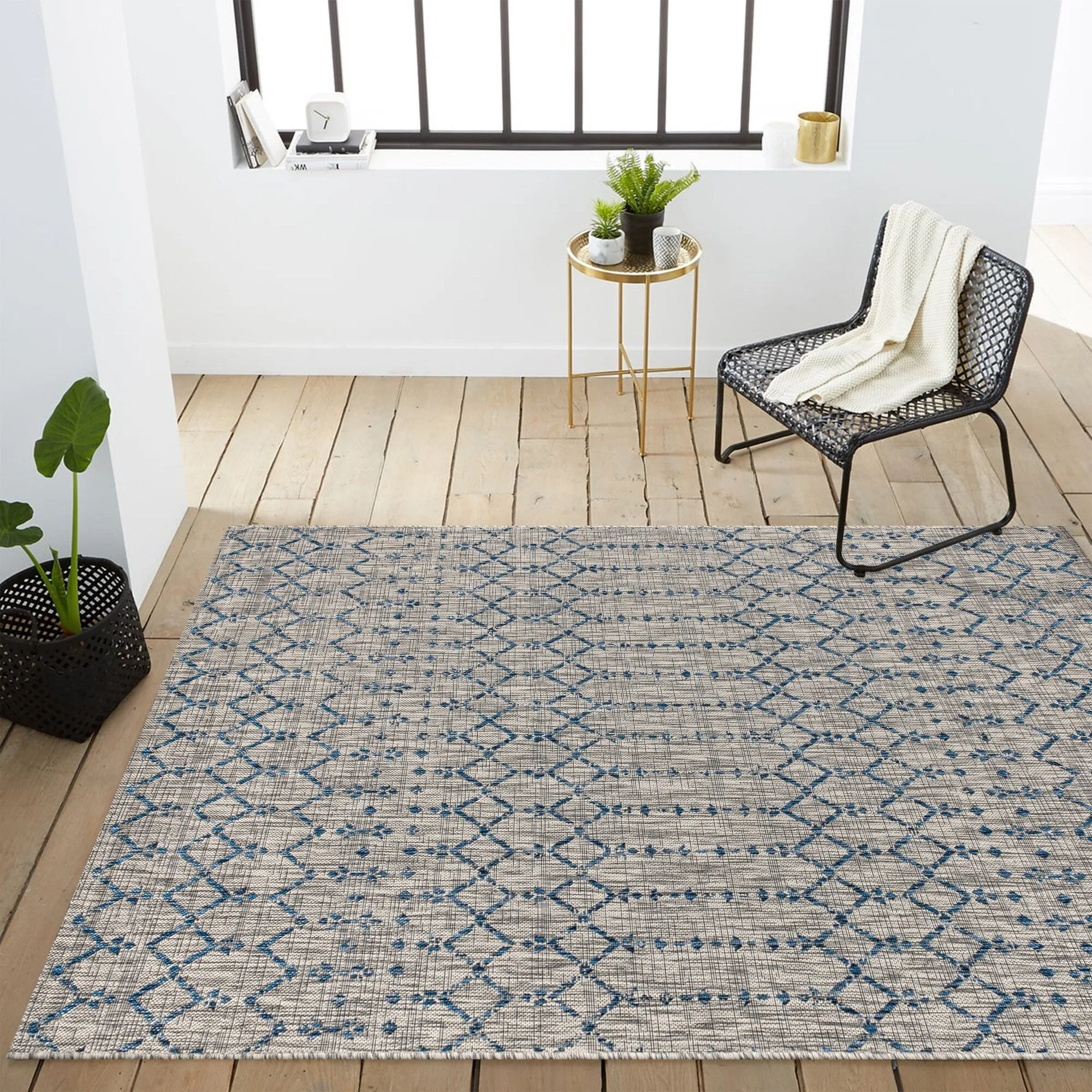 JONATHAN Y Trebol Moroccan Geometric Textured Weave Indoor/Outdoor Area Rug