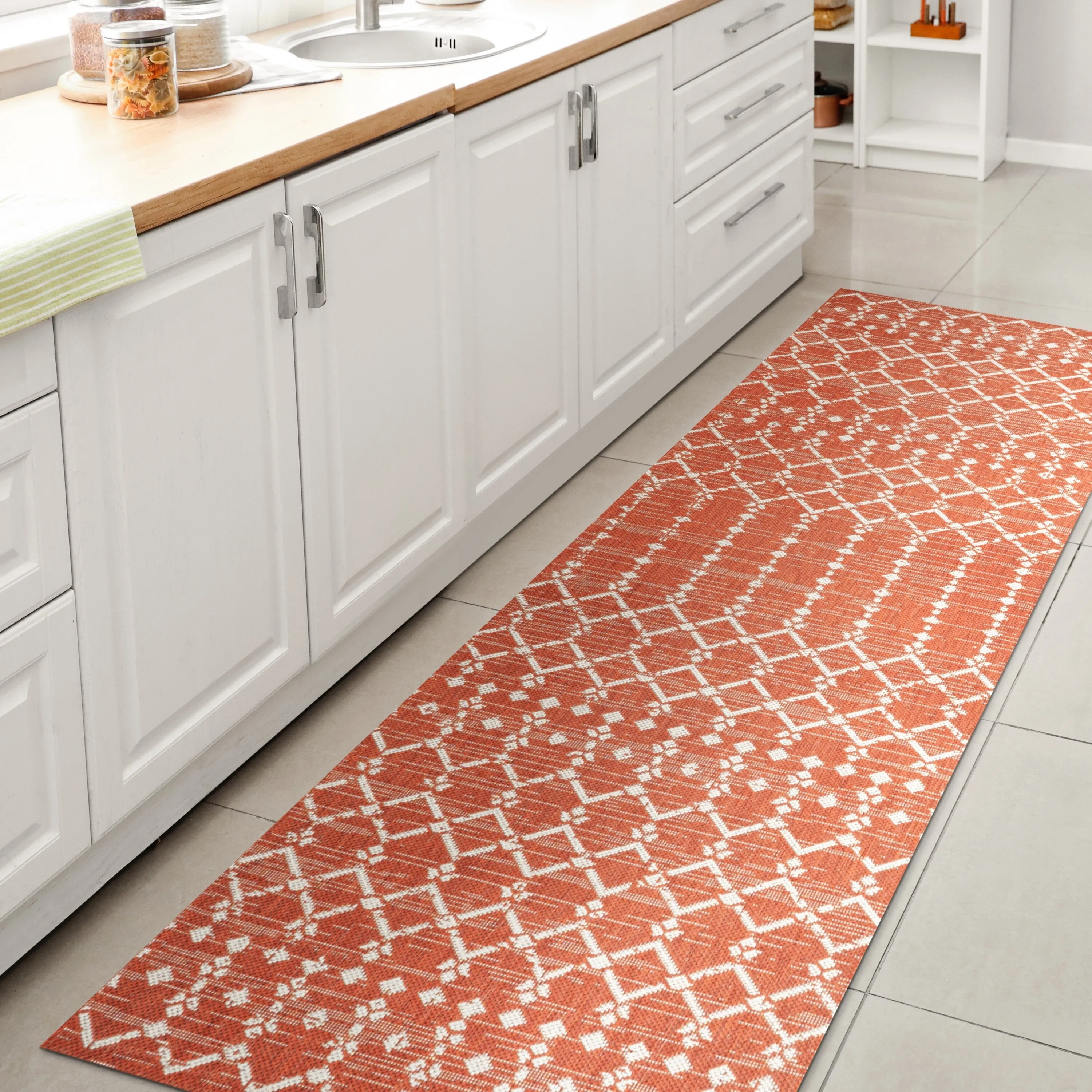 JONATHAN Y Trebol Moroccan Geometric Textured Weave Indoor/Outdoor Area Rug
