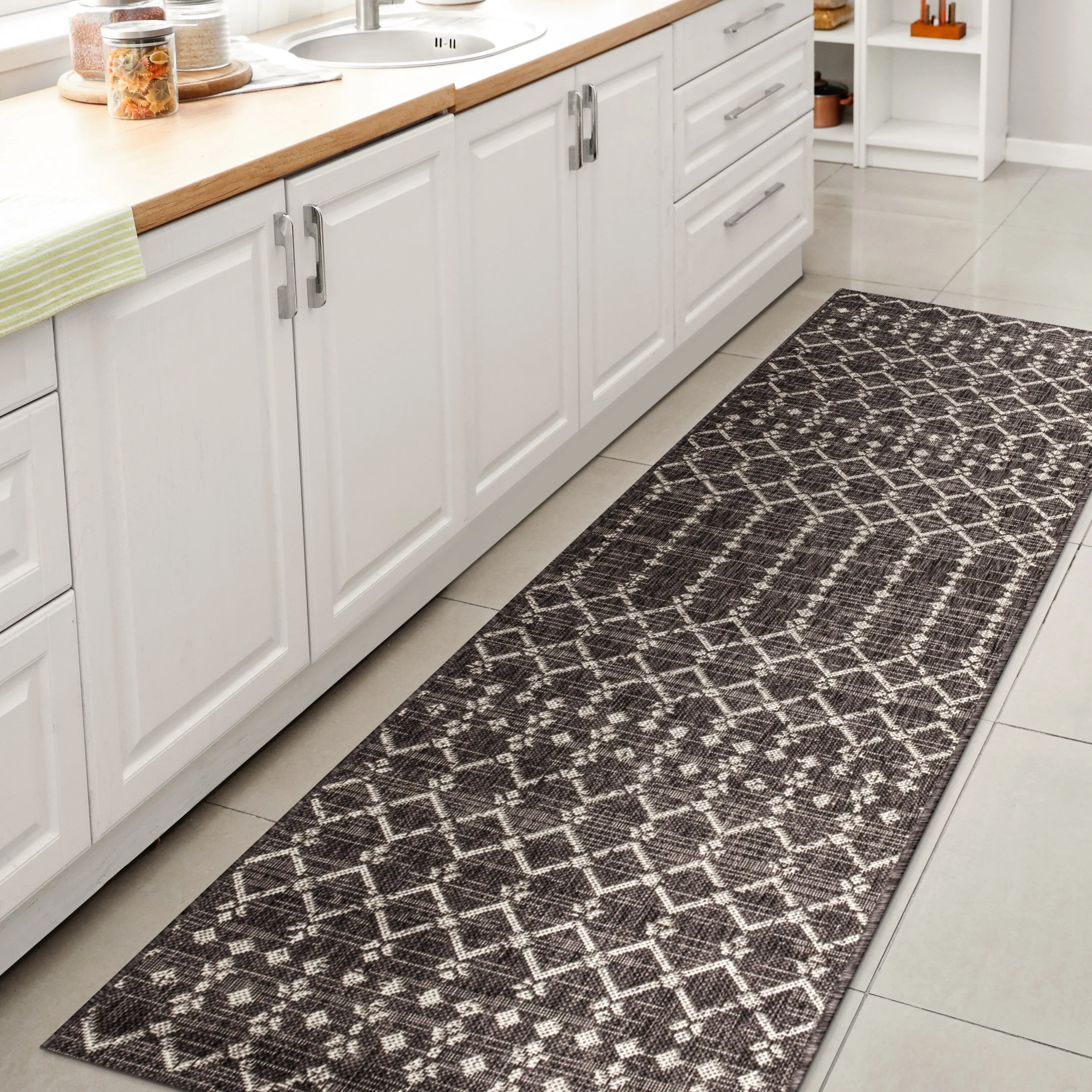 JONATHAN Y Trebol Moroccan Geometric Textured Weave Indoor/Outdoor Area Rug