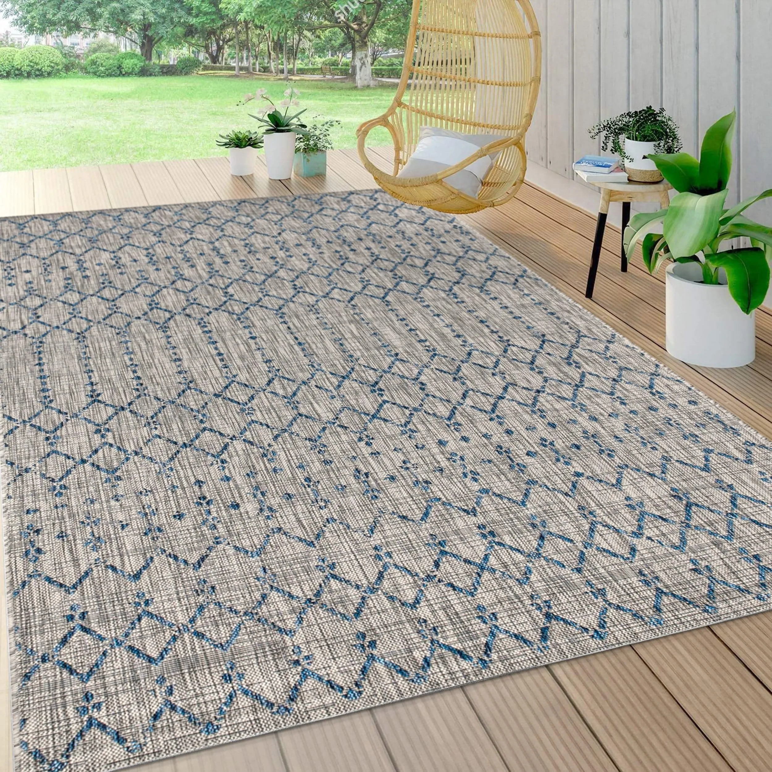JONATHAN Y Trebol Moroccan Geometric Textured Weave Indoor/Outdoor Area Rug