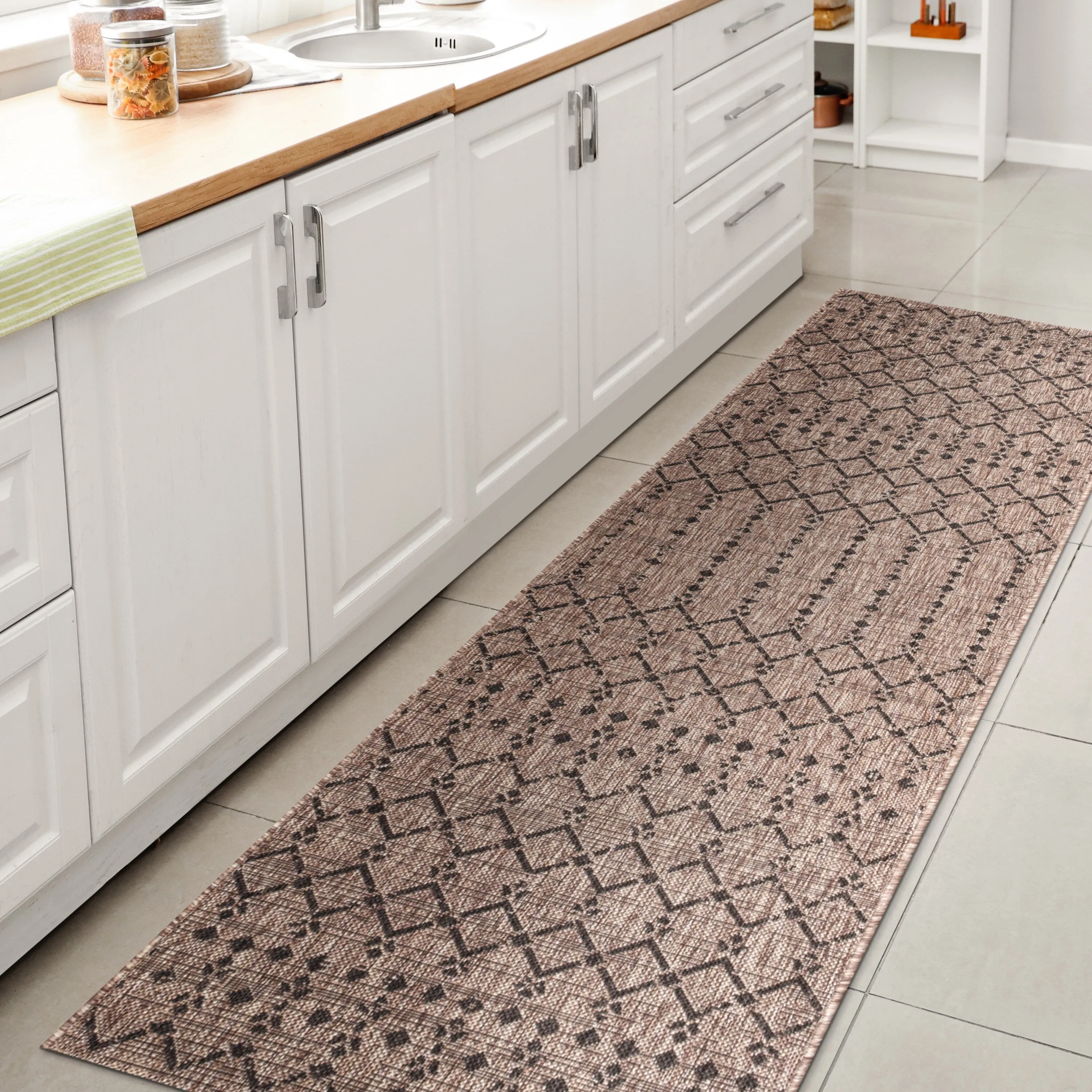 JONATHAN Y Trebol Moroccan Geometric Textured Weave Indoor/Outdoor Area Rug