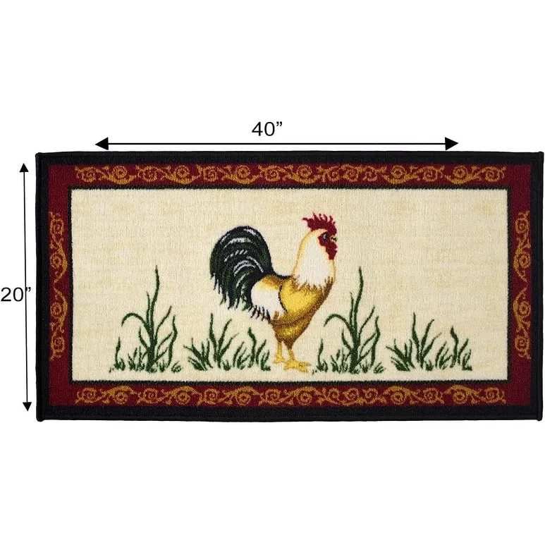 Kashi Home 2 Piece Kitchen Rug Set. Printed Area Rug. Durable Mat. Beautiful Farmhouse Design Non-Slip