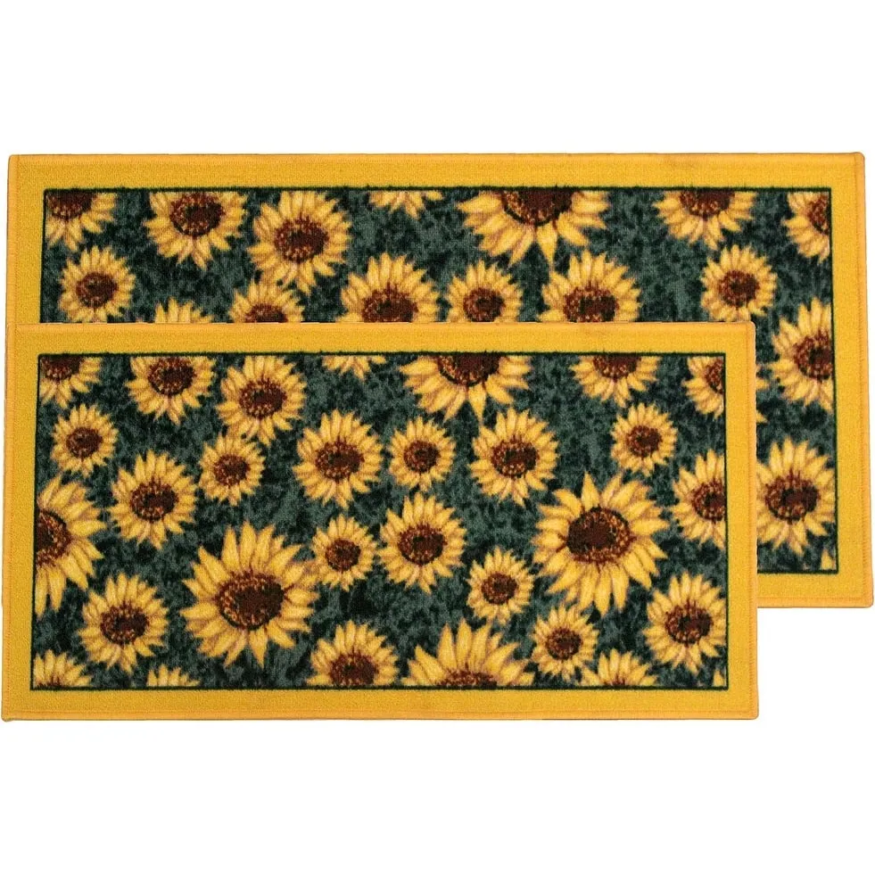 Kashi Home 2 Piece Kitchen Rug Set. Printed Area Rug. Durable Mat. Beautiful Farmhouse Design Non-Slip