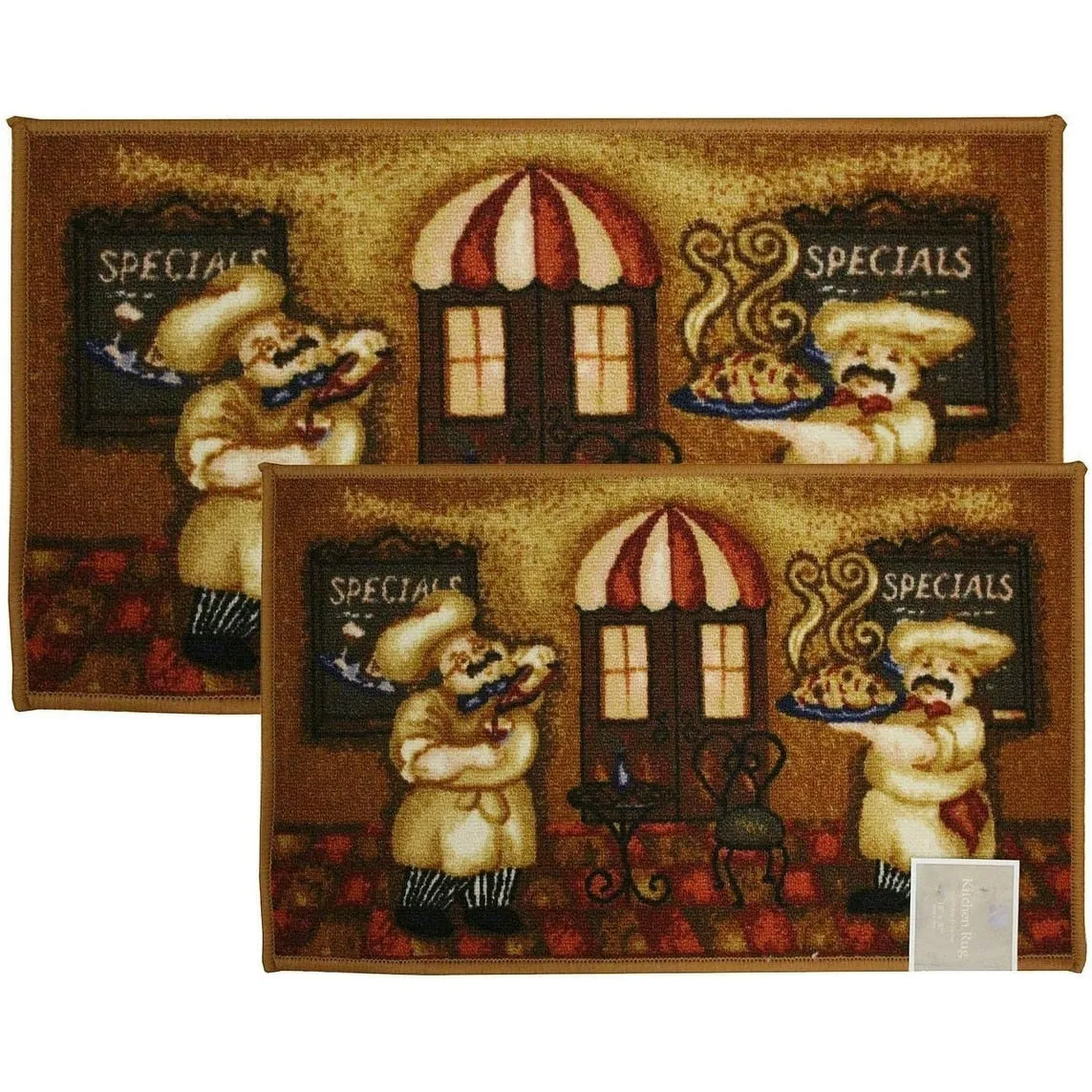 Kashi Home 2 Piece Kitchen Rug Set. Printed Area Rug. Durable Mat. Beautiful Farmhouse Design Non-Slip