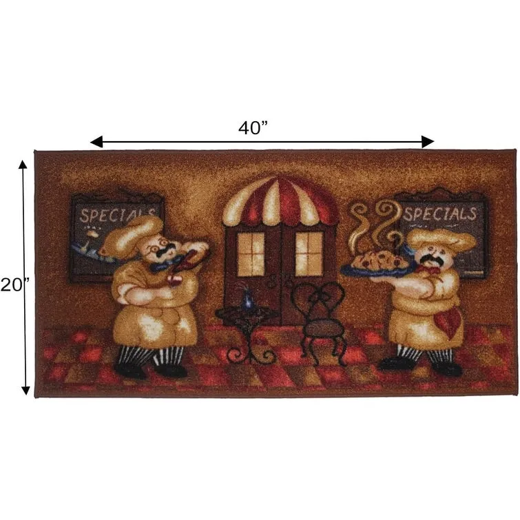 Kashi Home 2 Piece Kitchen Rug Set. Printed Area Rug. Durable Mat. Beautiful Farmhouse Design Non-Slip