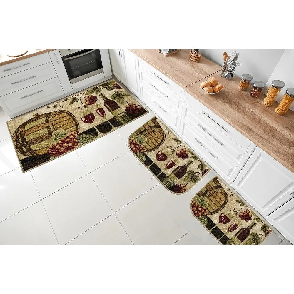 Kashi Home 2 Piece Kitchen Rug Set. Printed Area Rug. Durable Mat. Beautiful Farmhouse Design Non-Slip