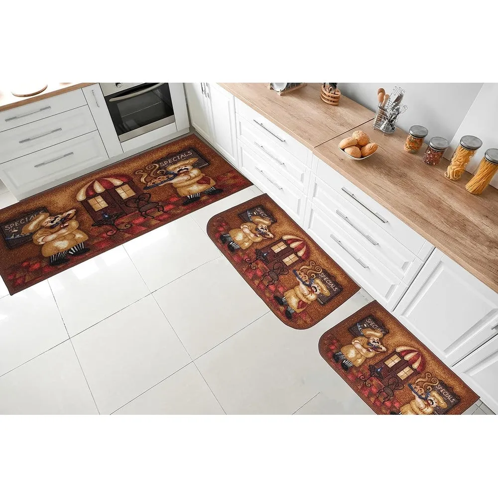 Kashi Home 2 Piece Kitchen Rug Set. Printed Area Rug. Durable Mat. Beautiful Farmhouse Design Non-Slip