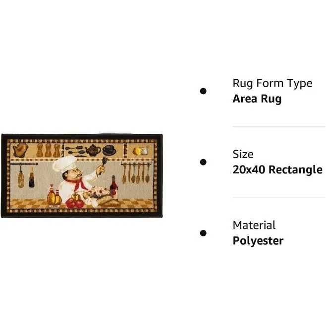 Kashi Home 2 Piece Kitchen Rug Set. Printed Area Rug. Durable Mat. Beautiful Farmhouse Design Non-Slip
