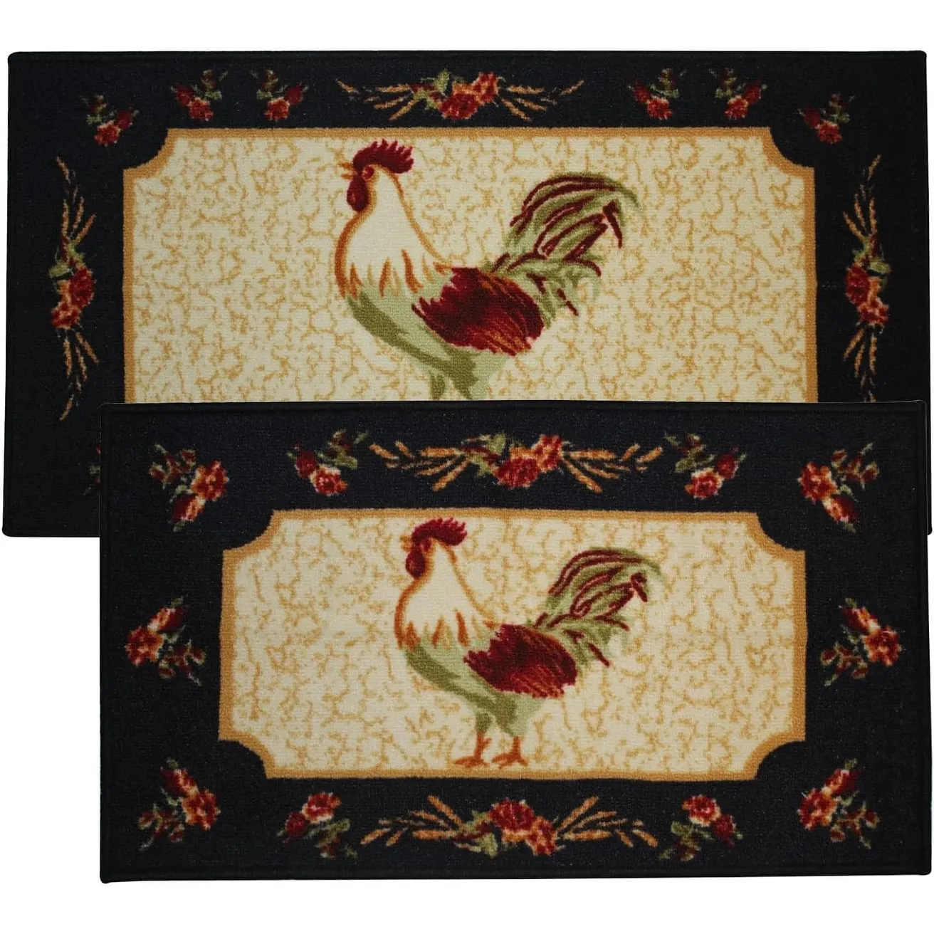 Kashi Home 2 Piece Kitchen Rug Set. Printed Area Rug. Durable Mat. Beautiful Farmhouse Design Non-Slip