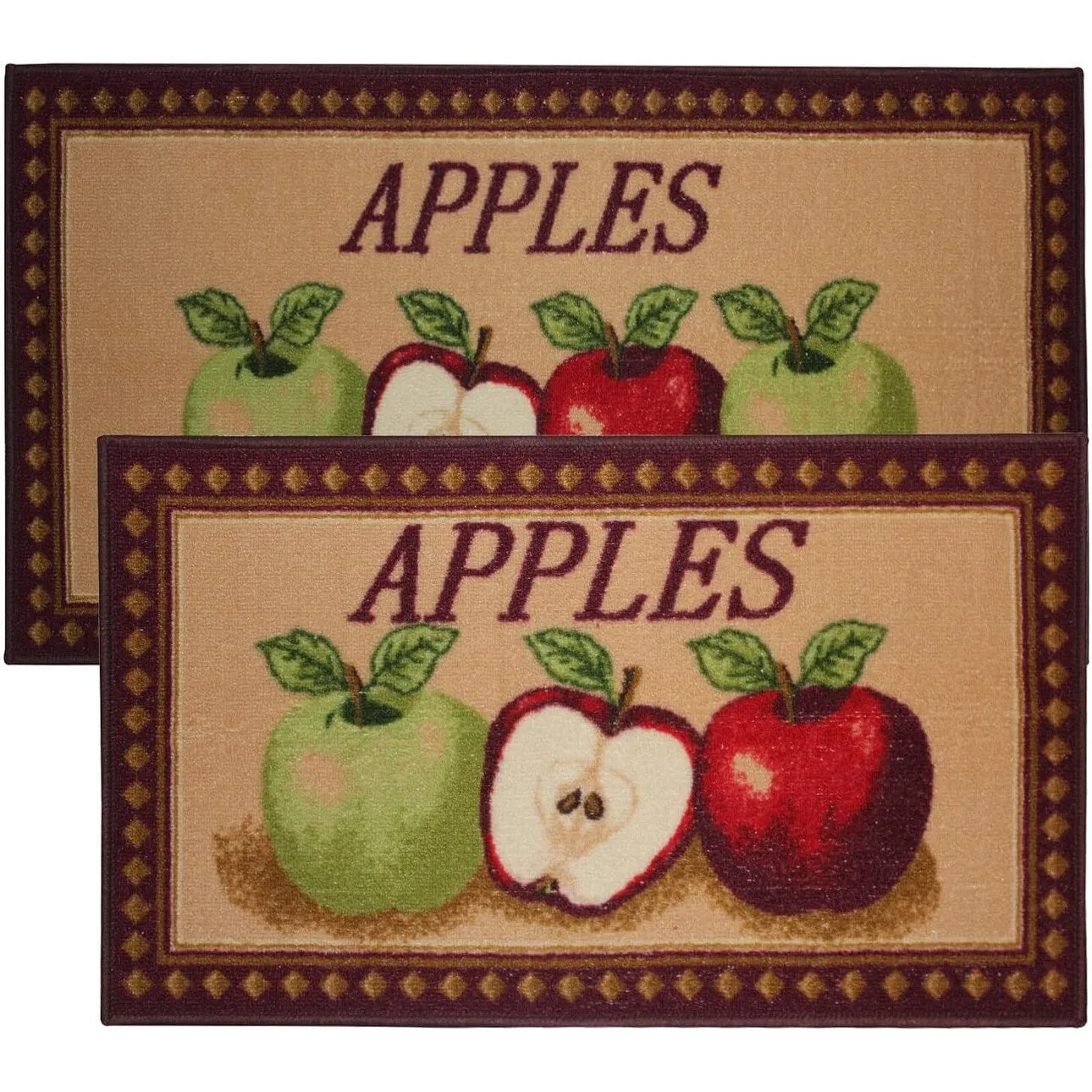 Kashi Home 2 Piece Kitchen Rug Set. Printed Area Rug. Durable Mat. Beautiful Farmhouse Design Non-Slip