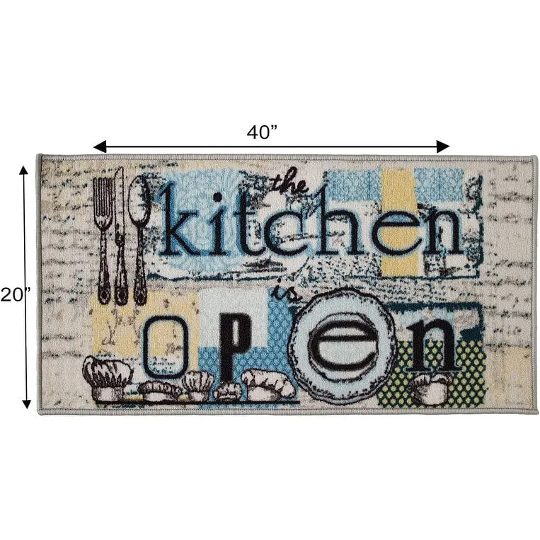 Kashi Home 2 Piece Kitchen Rug Set. Printed Area Rug. Durable Mat. Beautiful Farmhouse Design Non-Slip