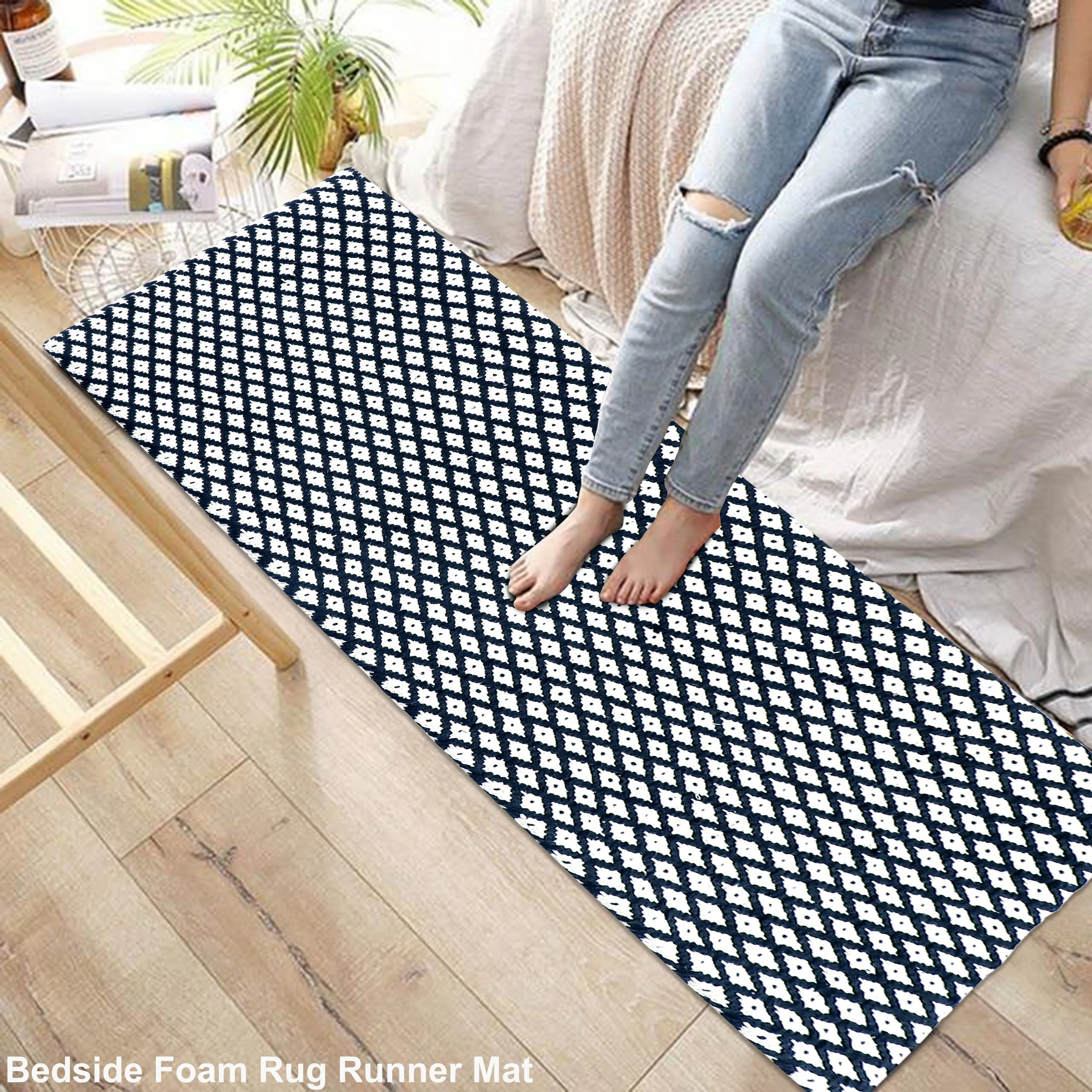 Kitchen Runner Rug/ Mat Cushioned Cotton Hand Woven Anti-Fatigue Mat Kitchen/Bathroom/Bed side 18x48'' - 18''x48''