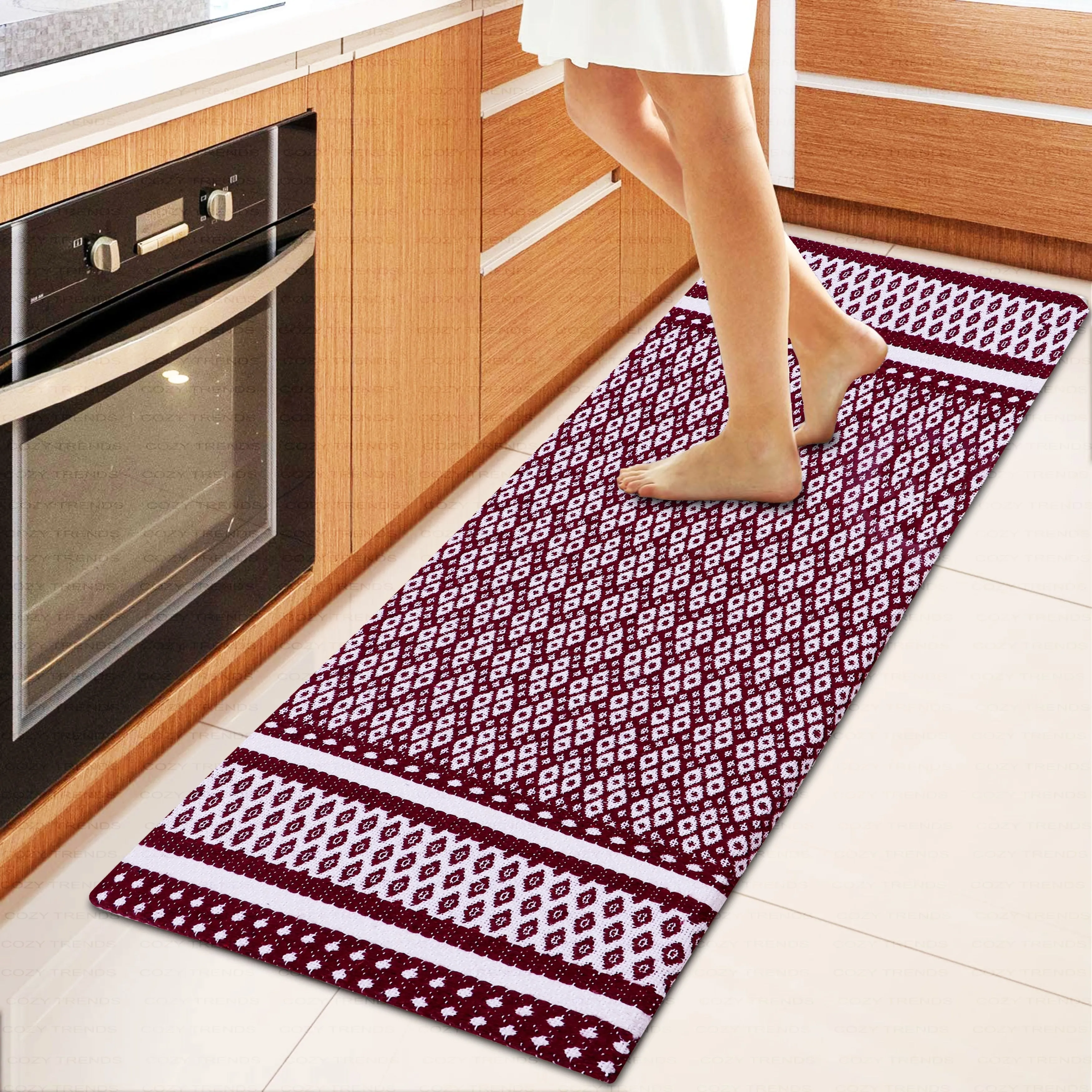 Kitchen Runner Rug/ Mat Cushioned Cotton Hand Woven Anti-Fatigue Mat Kitchen/Bathroom/Bed side 18x48'' - 18''x48''