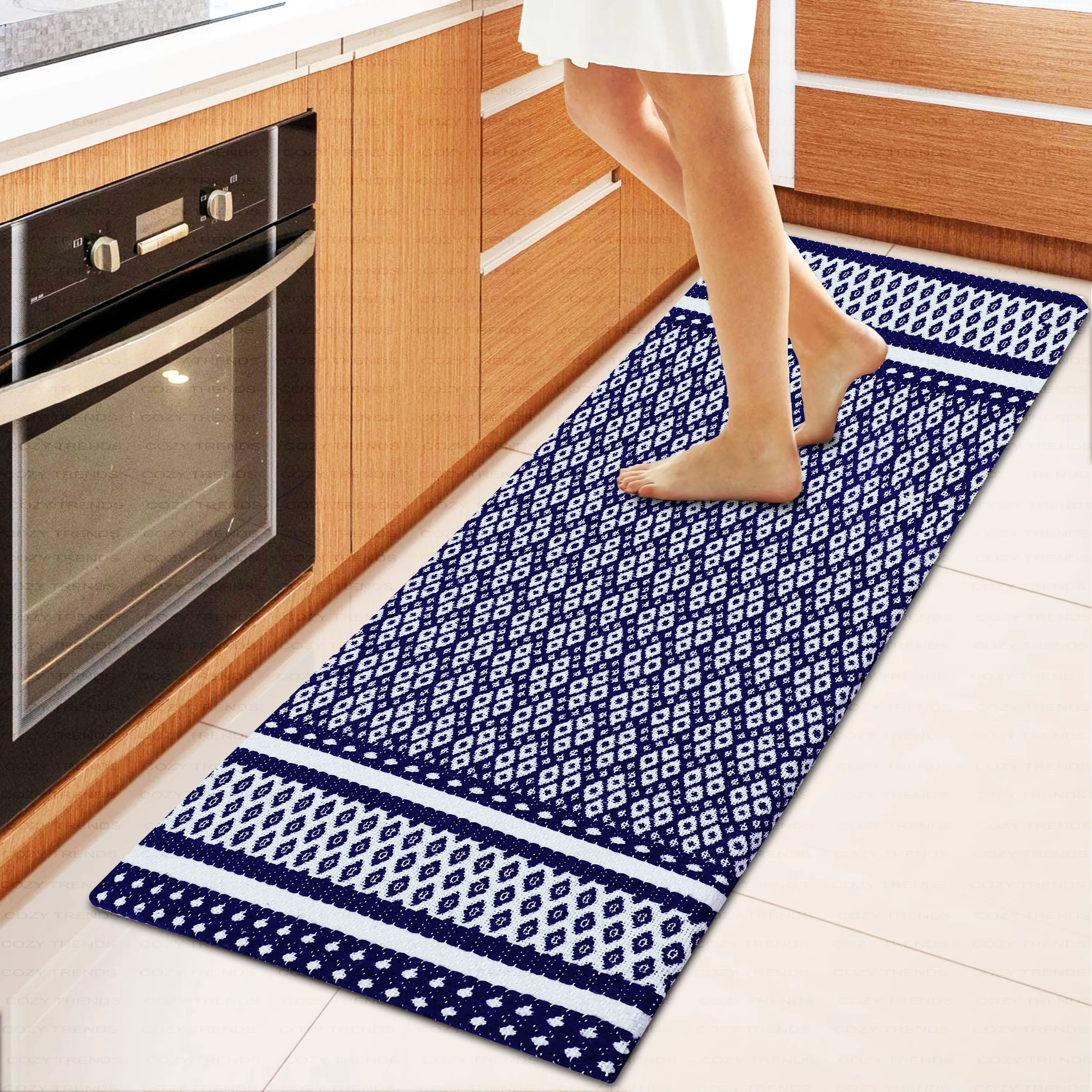Kitchen Runner Rug/ Mat Cushioned Cotton Hand Woven Anti-Fatigue Mat Kitchen/Bathroom/Bed side 18x48'' - 18''x48''